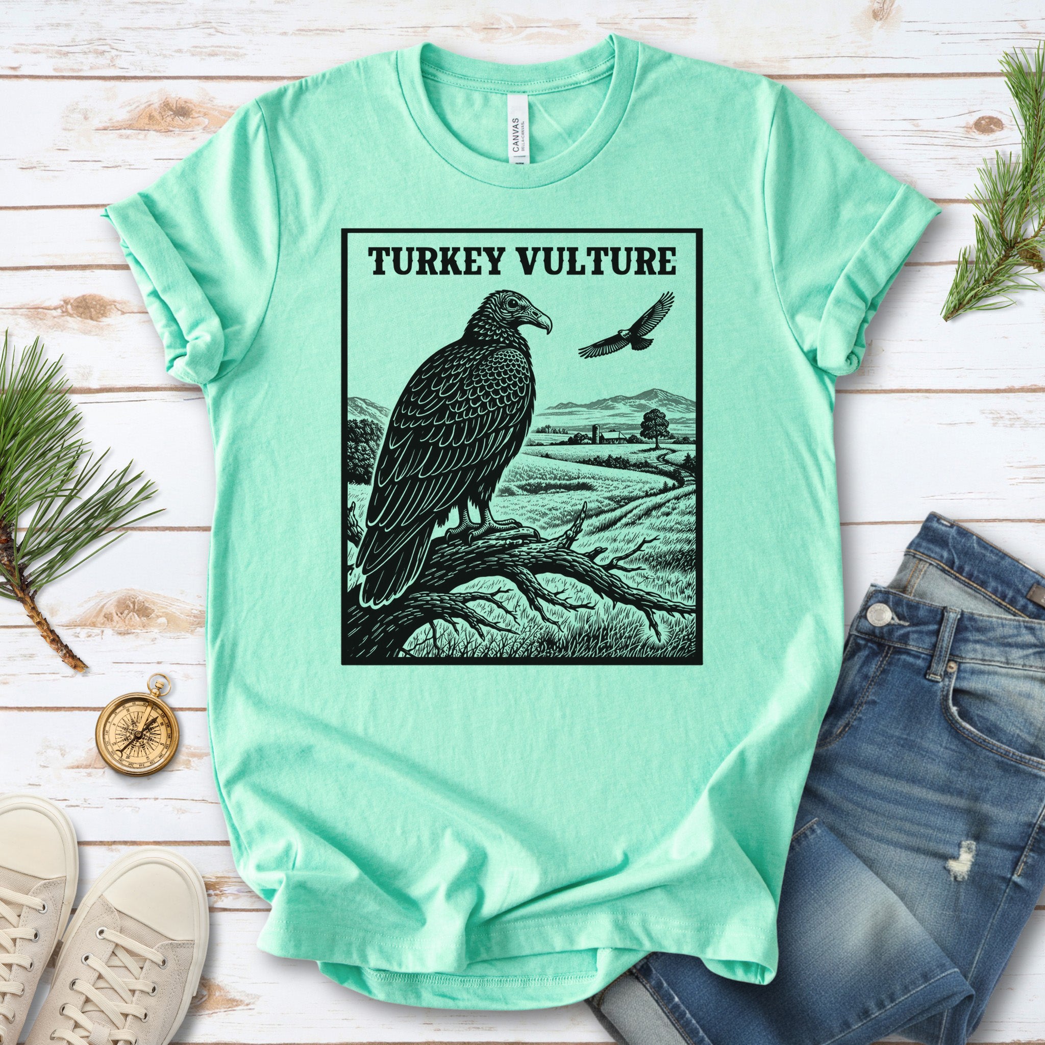 Turkey Vulture Vintage Countryside Wildlife Raptor T-Shirt