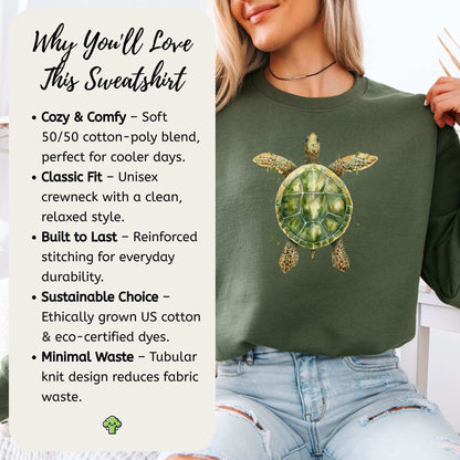 Watercolor Turtle Sweatshirt – Artistic Ocean Spirit for Sea Turtle Lovers