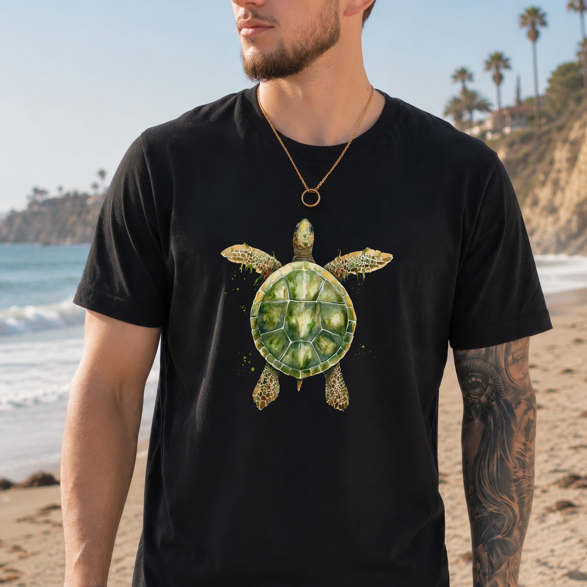 Watercolor Turtle T-Shirt – Artistic Ocean Spirit Animal Tee