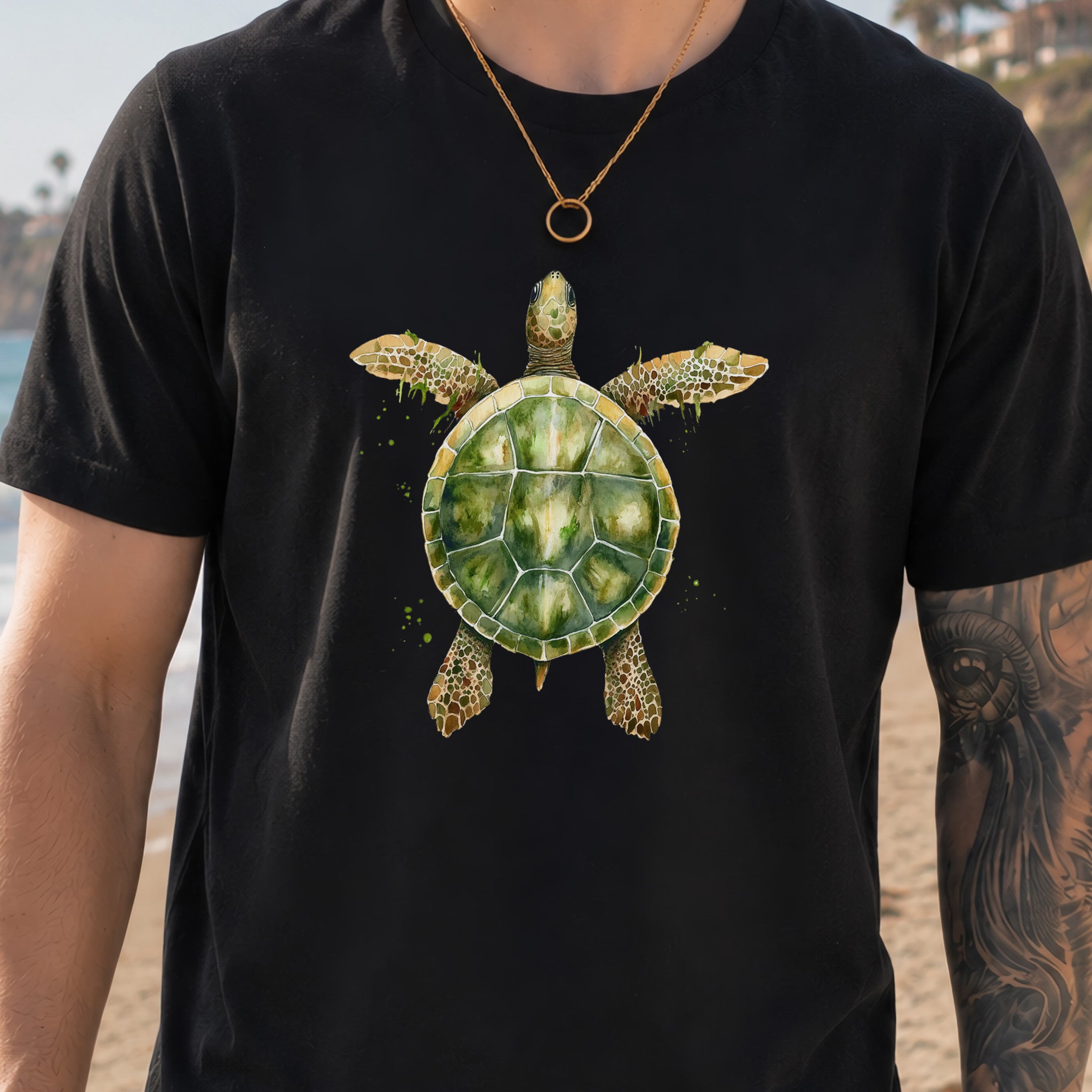 Watercolor Turtle T-Shirt – Artistic Ocean Spirit Animal Tee