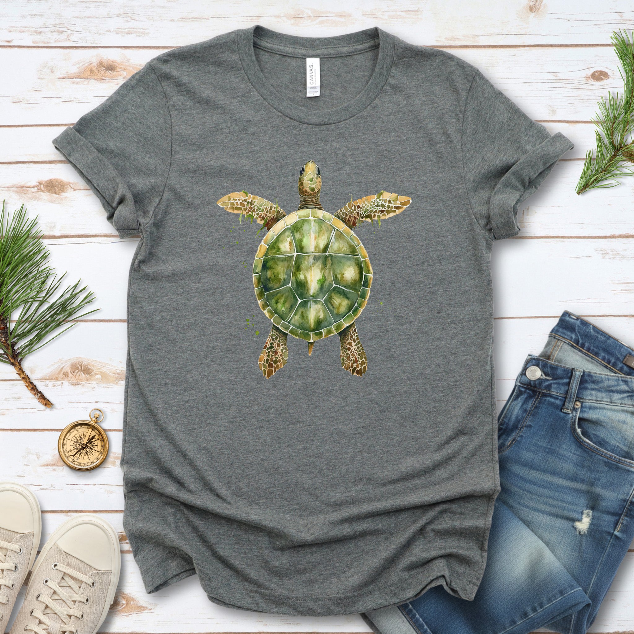 Watercolor Turtle T-Shirt – Artistic Ocean Spirit Animal Tee