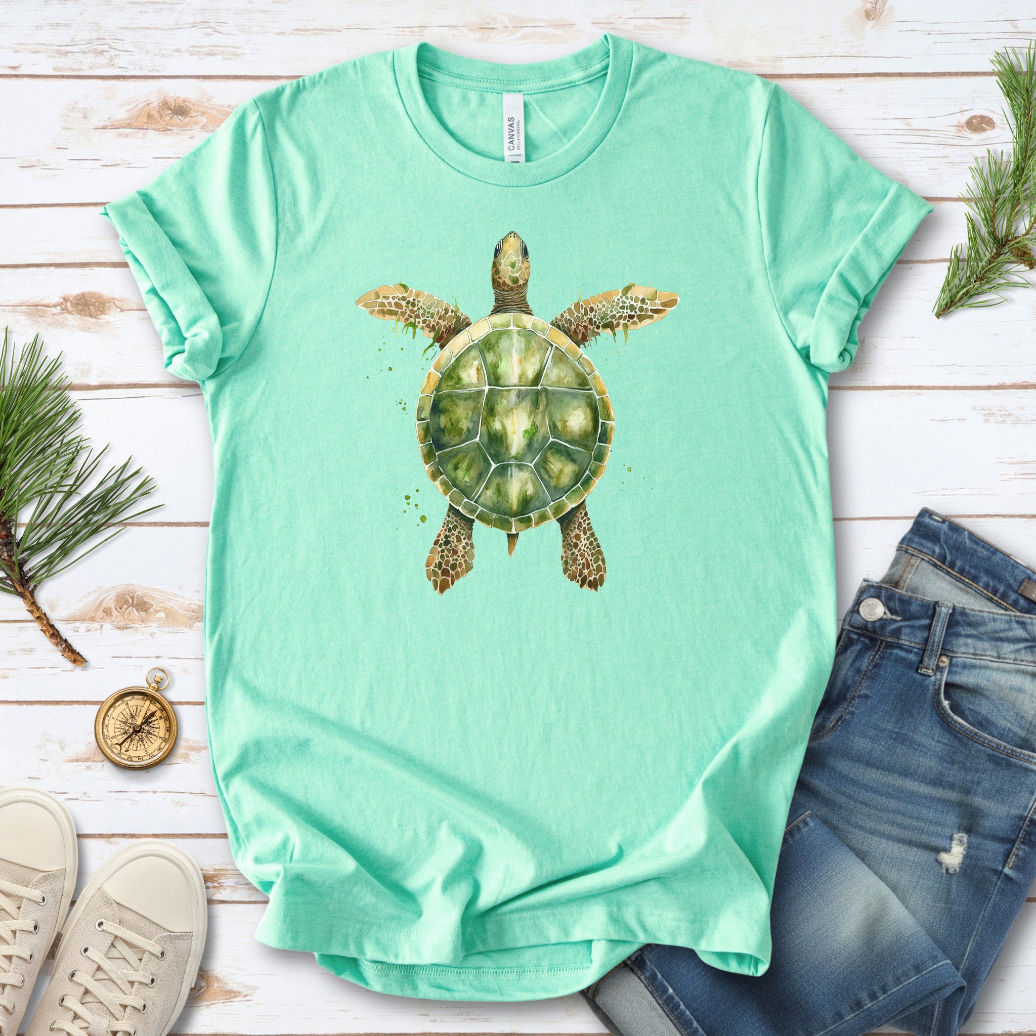 Watercolor Turtle T-Shirt – Artistic Ocean Spirit Animal Tee