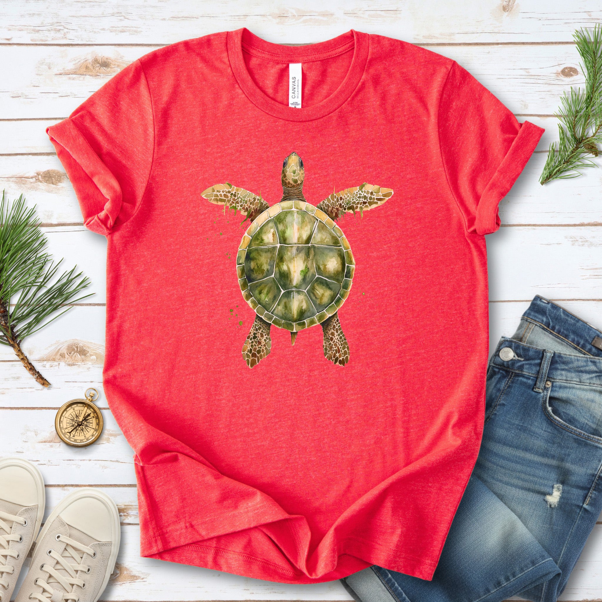 Watercolor Turtle T-Shirt – Artistic Ocean Spirit Animal Tee