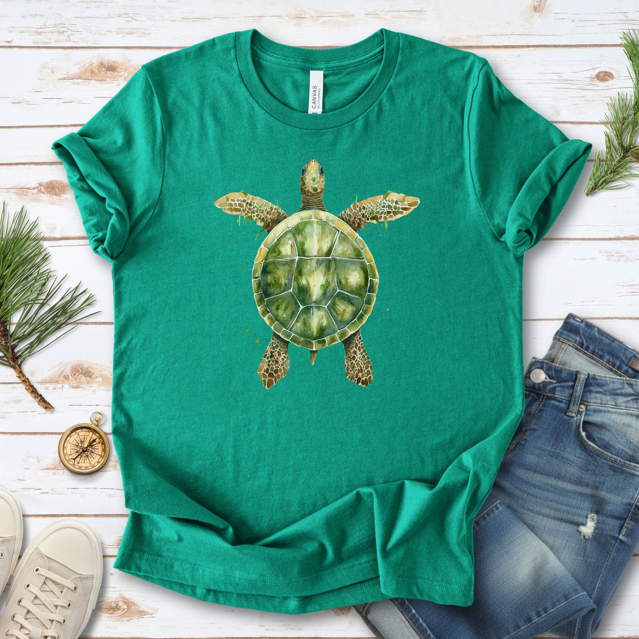 Watercolor Turtle T-Shirt – Artistic Ocean Spirit Animal Tee