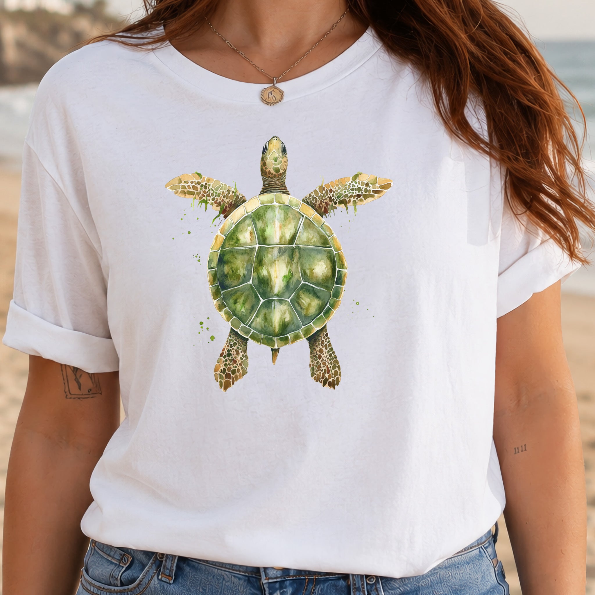 Watercolor Turtle T-Shirt – Artistic Ocean Spirit Animal Tee