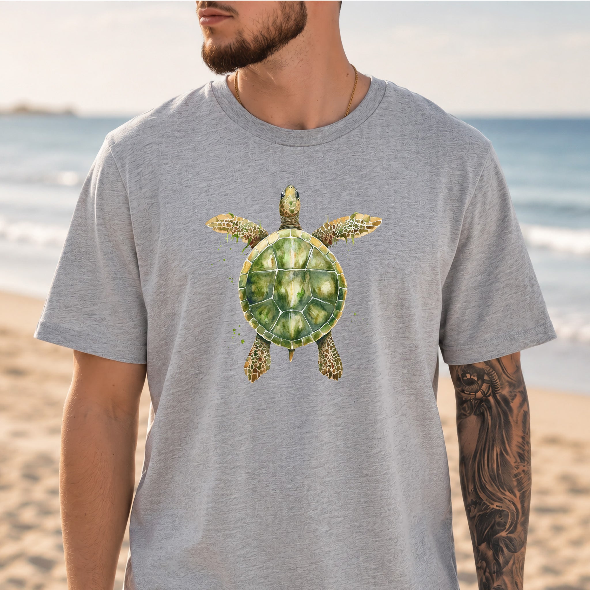 Watercolor Turtle T-Shirt – Artistic Ocean Spirit Animal Tee