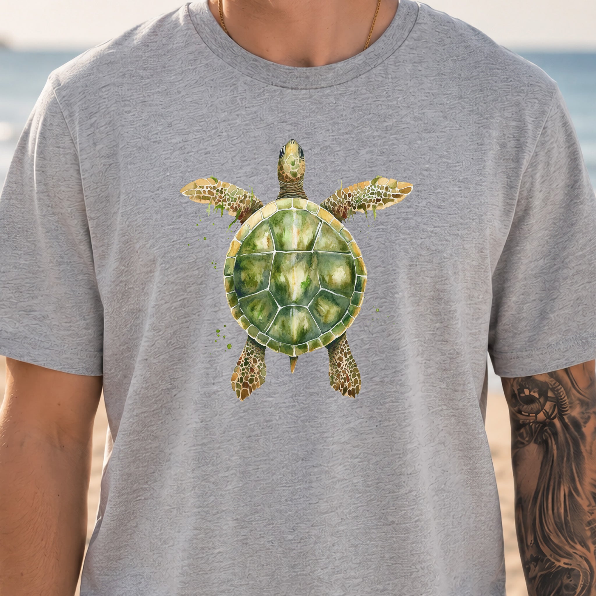 Watercolor Turtle T-Shirt – Artistic Ocean Spirit Animal Tee