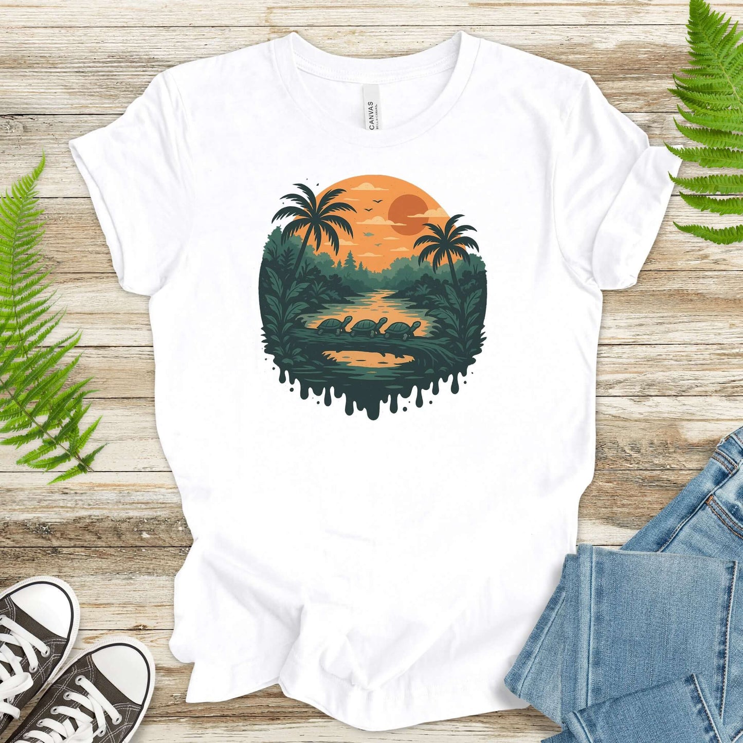 Turtles on a Jungle Log Shirt – Nature Adventure Hiking T-Shirt