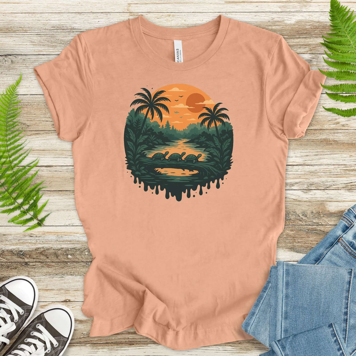 Turtles on a Jungle Log Shirt – Nature Adventure Hiking T-Shirt