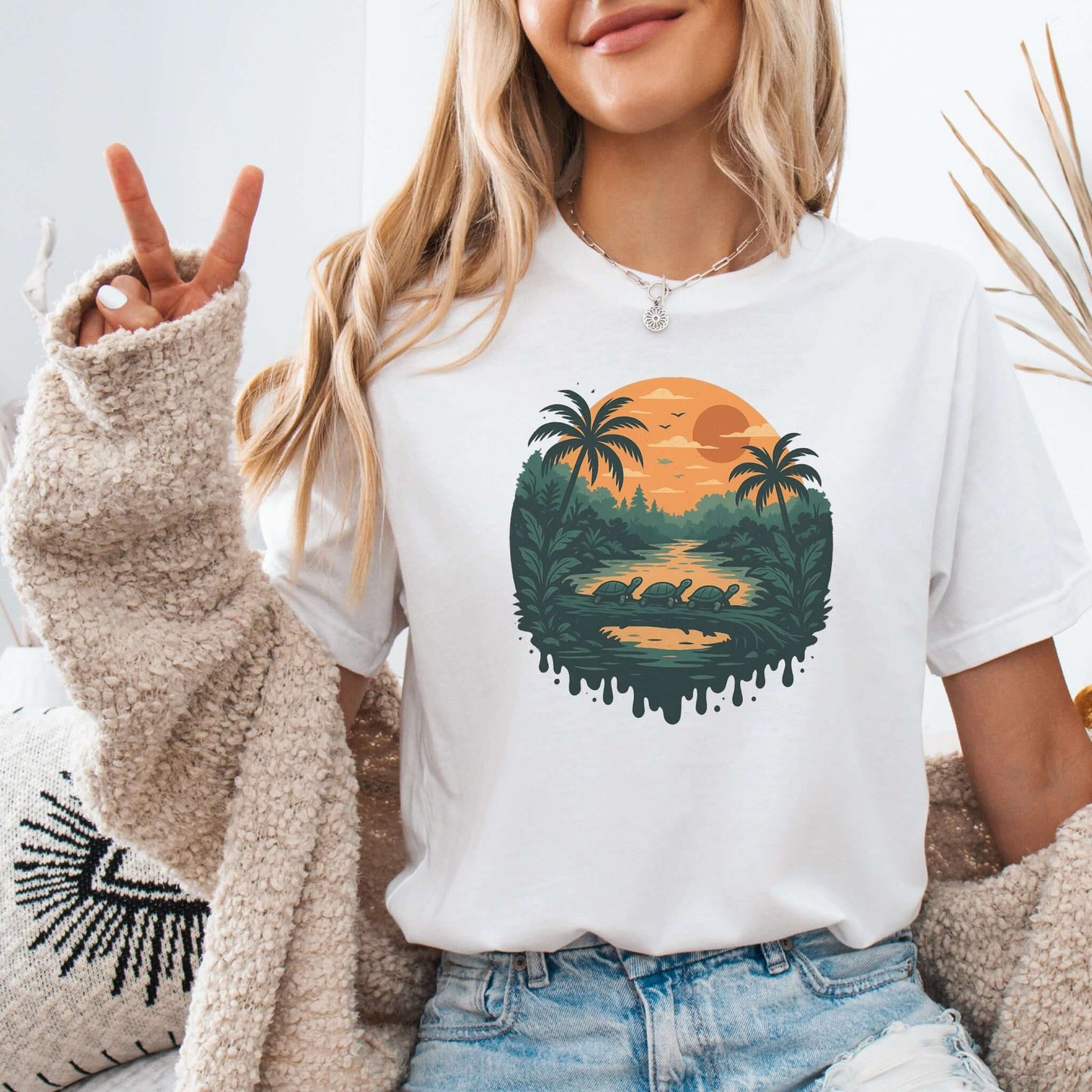 Turtles on a Jungle Log Shirt – Nature Adventure Hiking T-Shirt