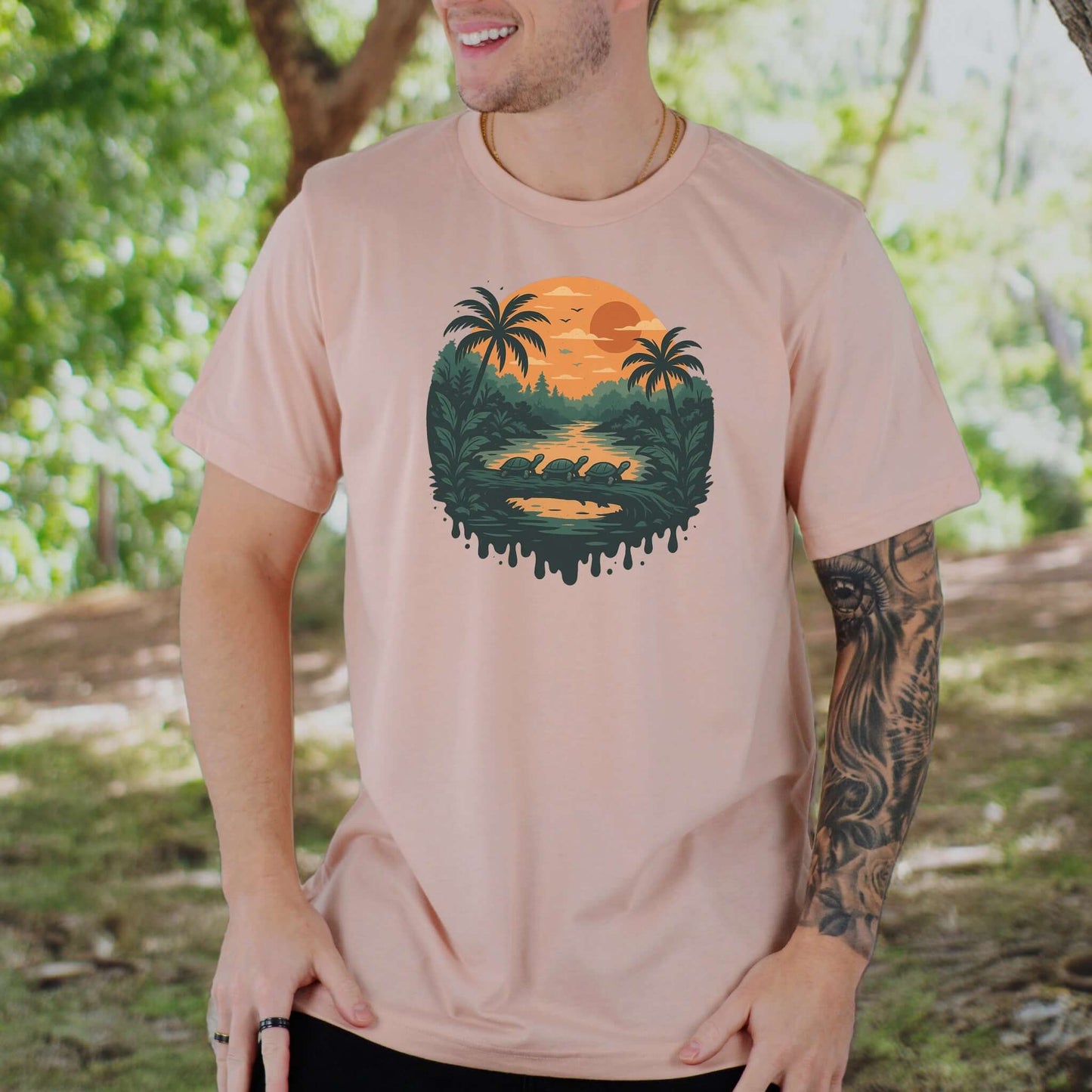 Turtles on a Jungle Log Shirt – Nature Adventure Hiking T-Shirt