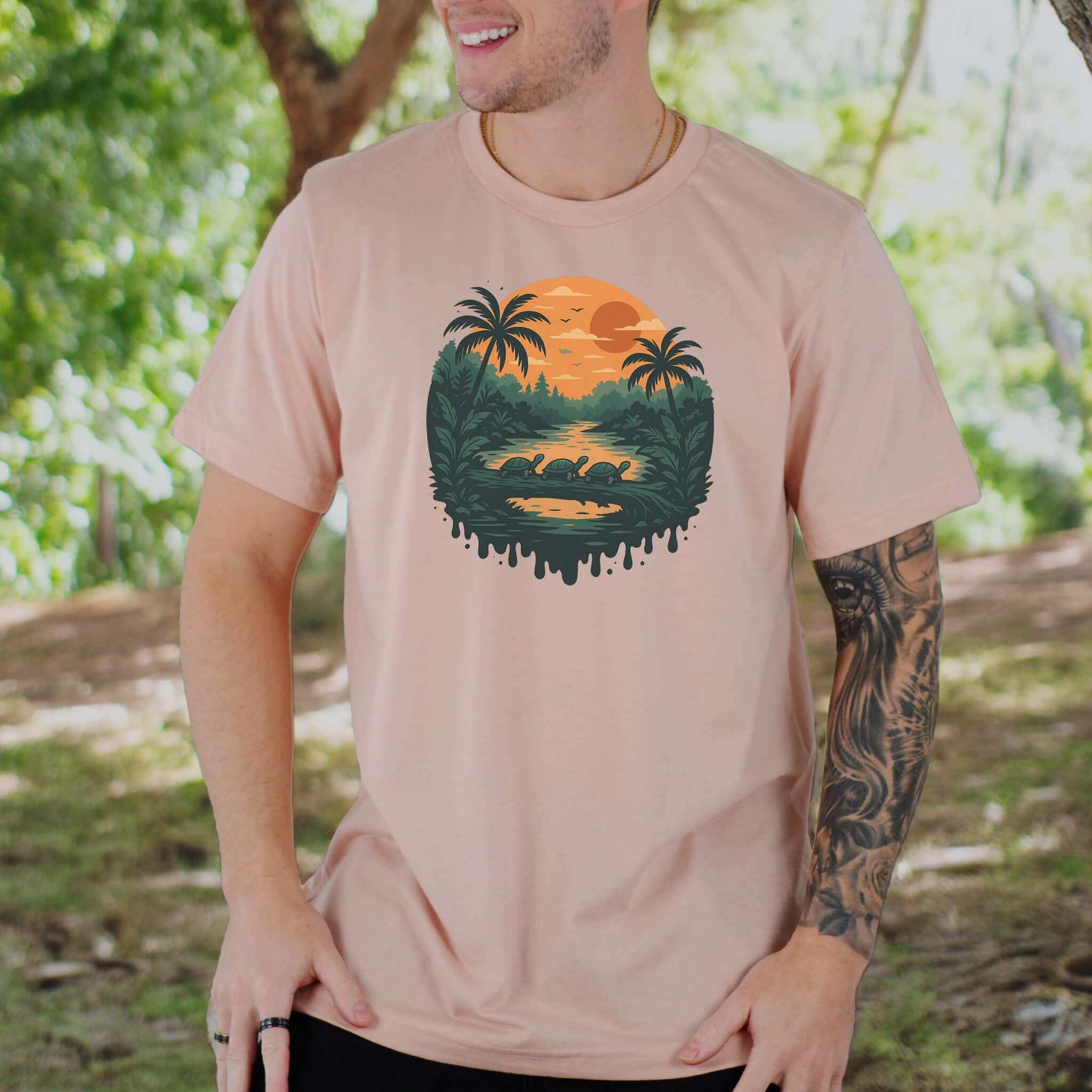 Turtles on a Jungle Log Shirt – Nature Adventure Hiking T-Shirt