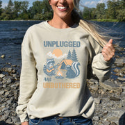 Unplugged and Unbothered Raccoon Camping Sweatshirt