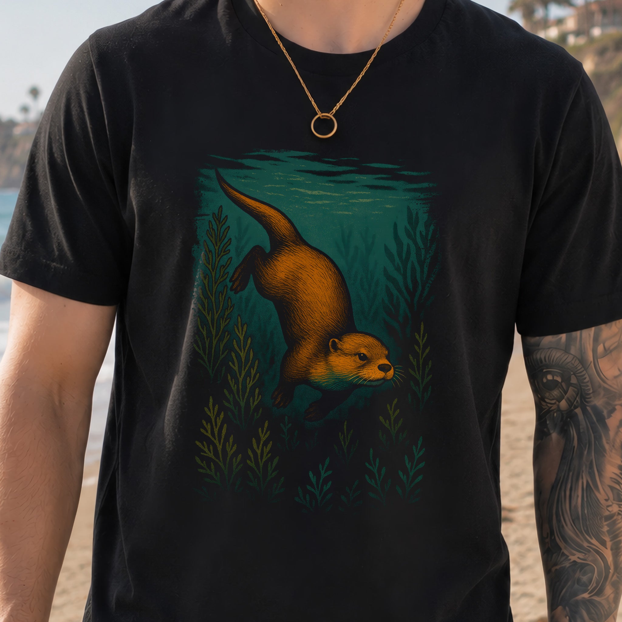 Otter Spirit Animal T-Shirt – Playful River Magic Vibes