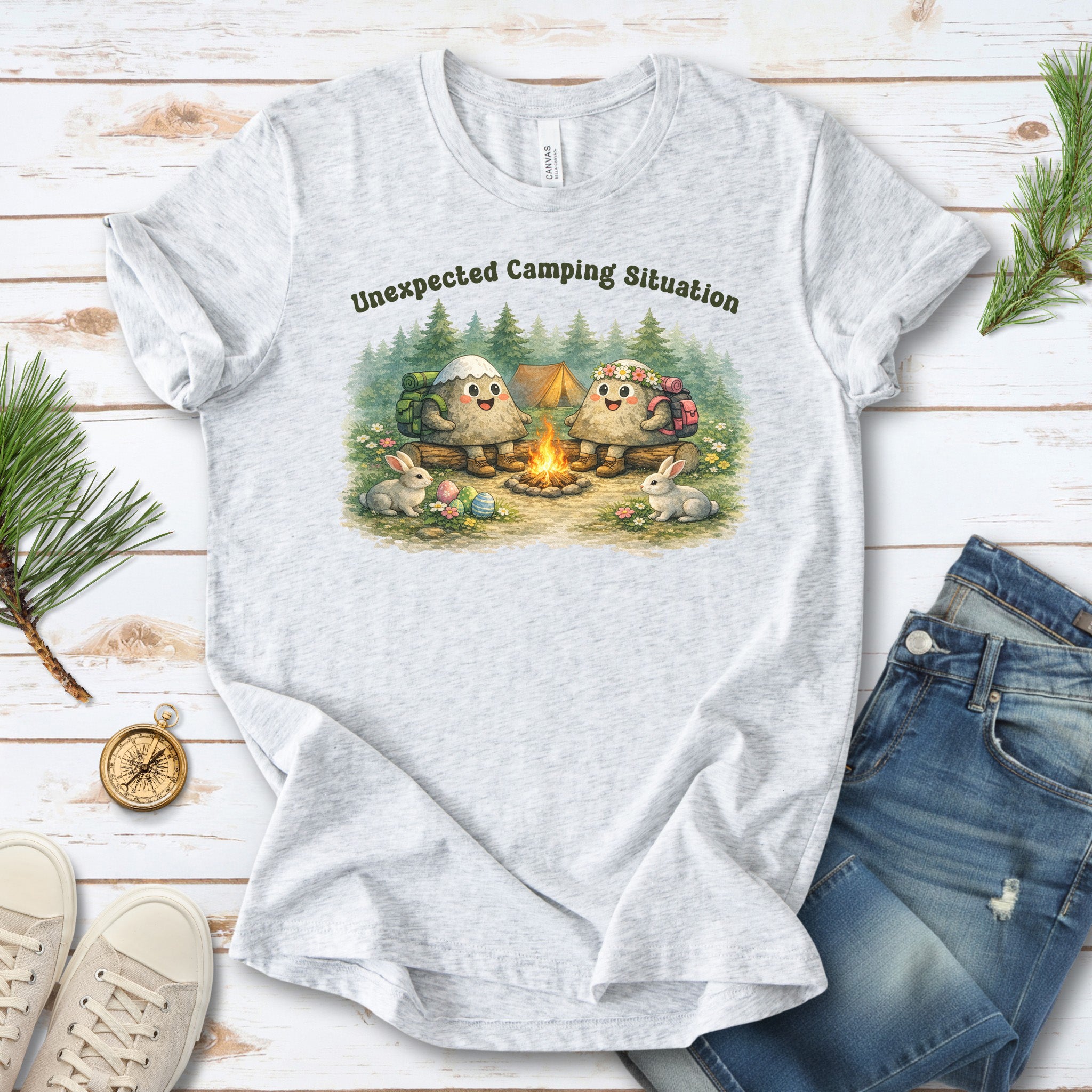 Unexpected Camping Situation T-Shirt Funny Easter Camping Mountain Gift