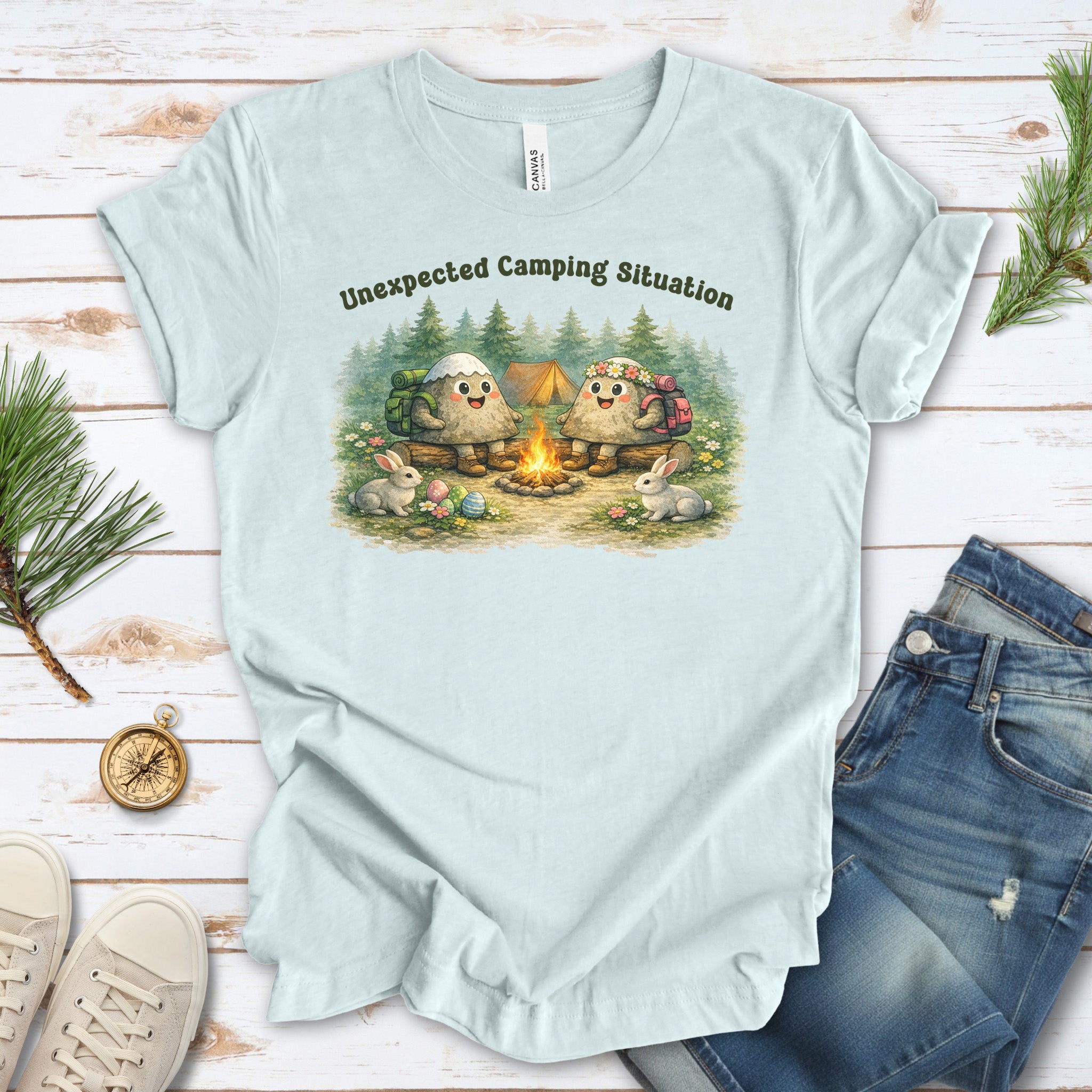 Unexpected Camping Situation T-Shirt Funny Easter Camping Mountain Gift