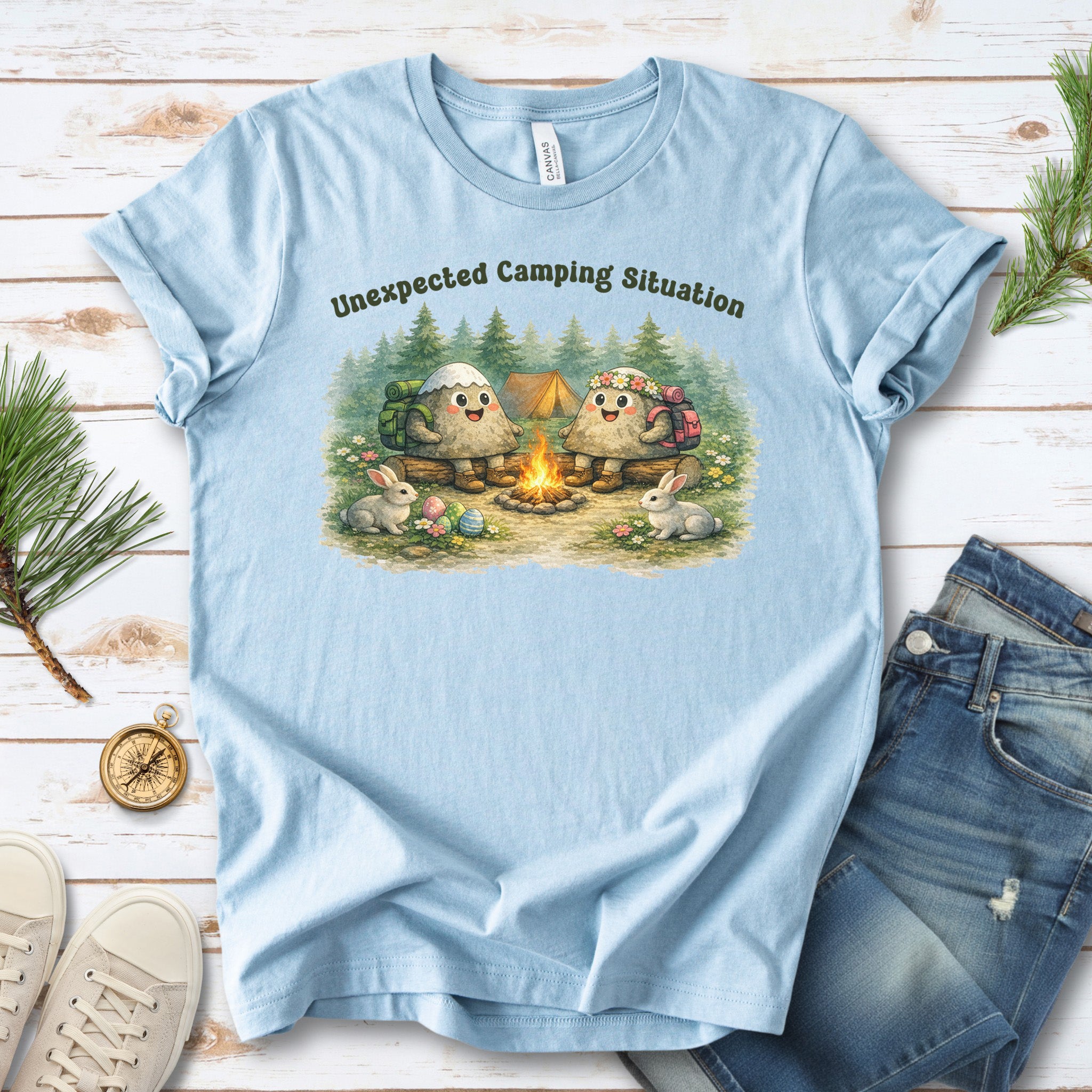 Unexpected Camping Situation T-Shirt Funny Easter Camping Mountain Gift