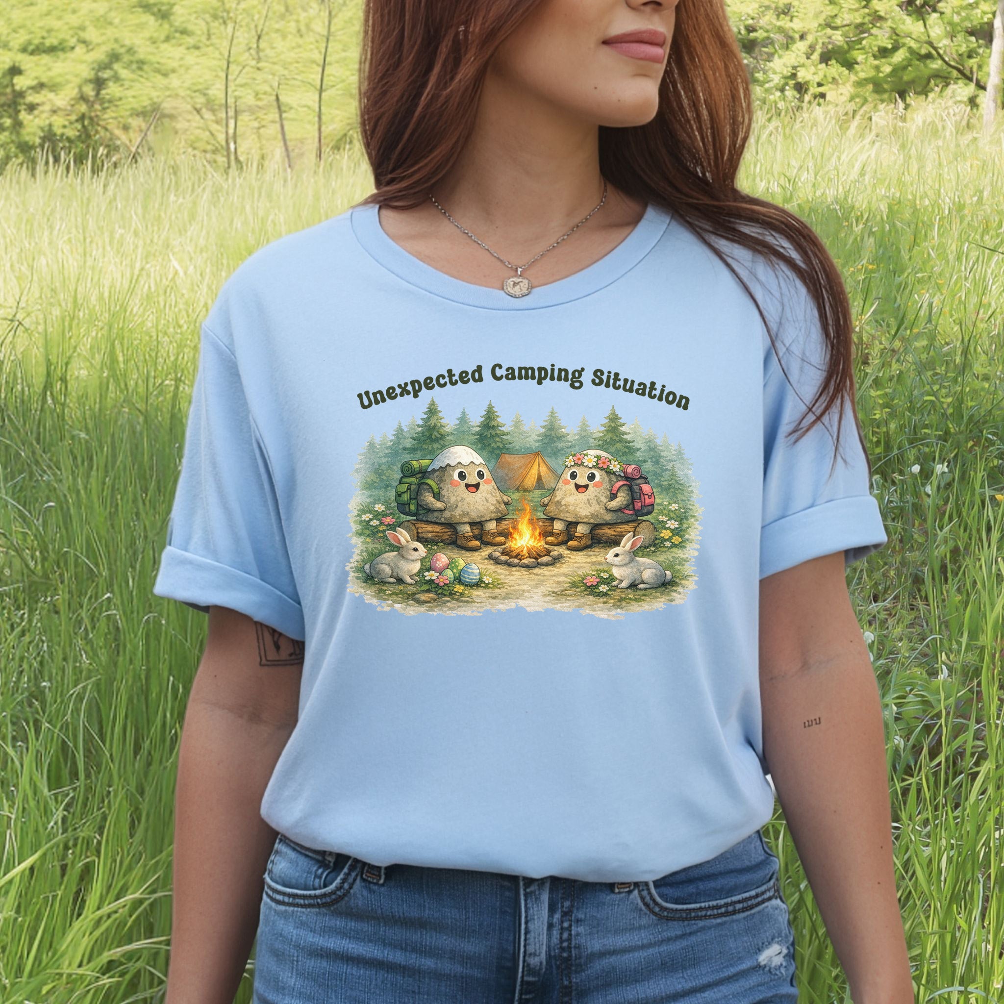 Unexpected Camping Situation T-Shirt Funny Easter Camping Mountain Gift