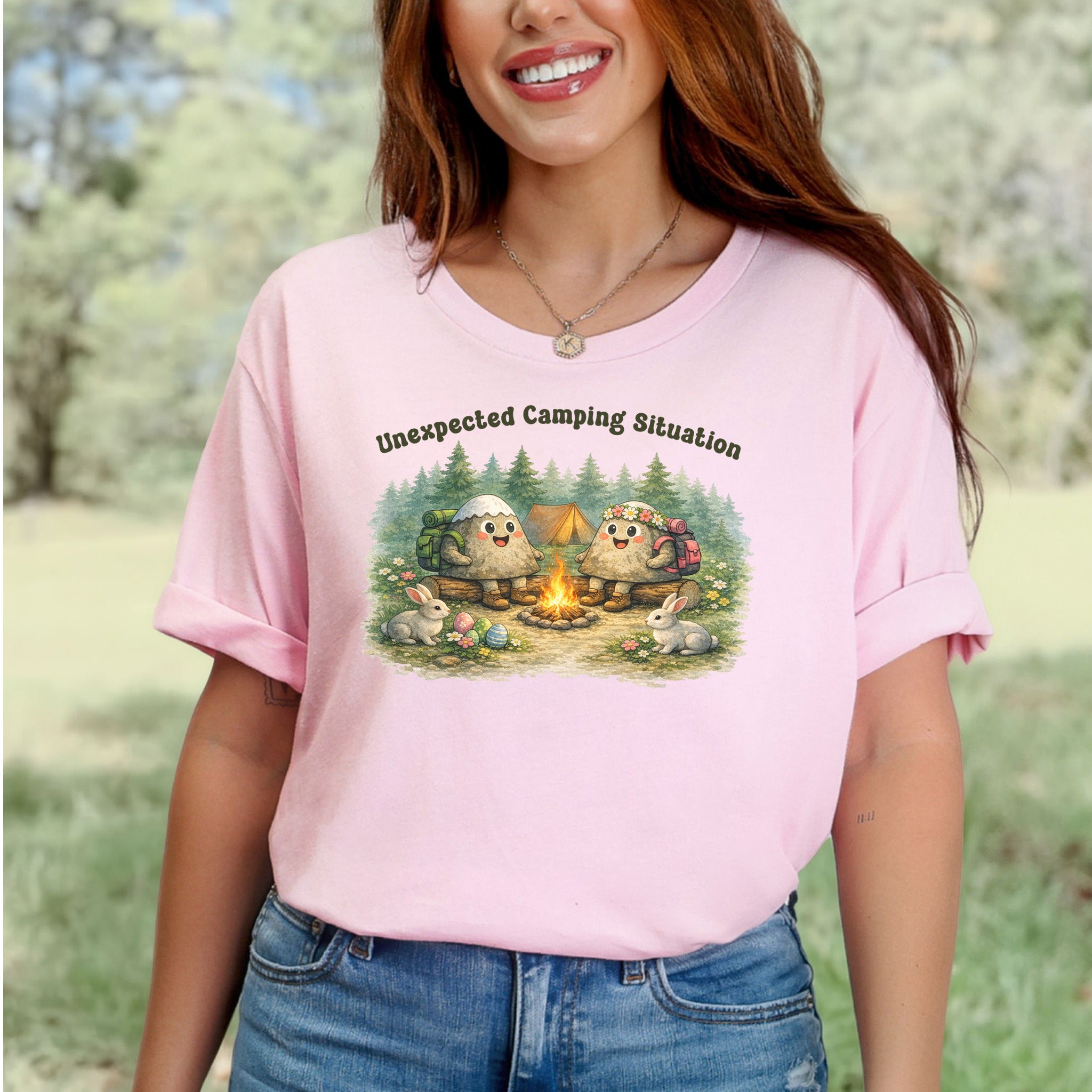 Unexpected Camping Situation T-Shirt Funny Easter Camping Mountain Gift