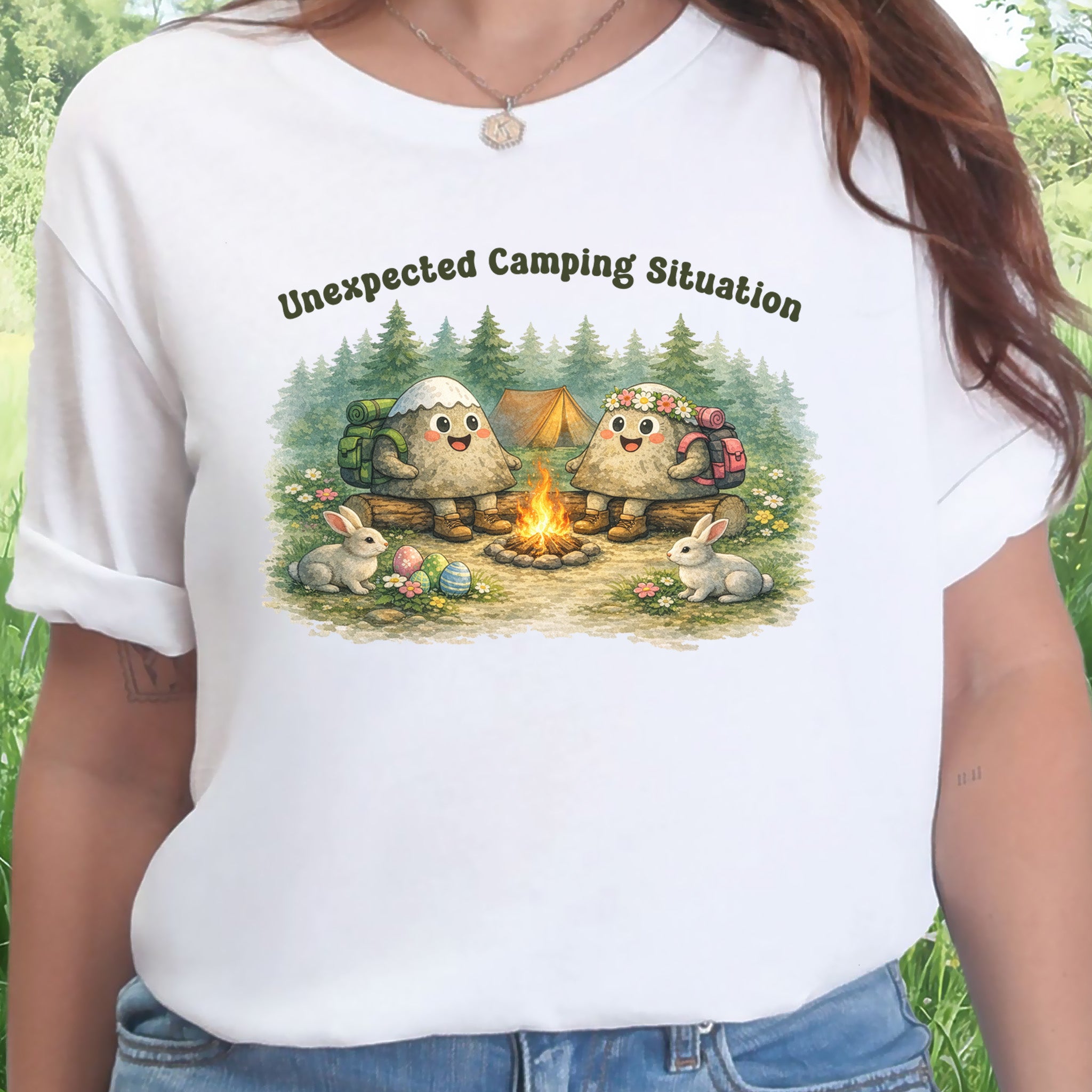 Unexpected Camping Situation T-Shirt Funny Easter Camping Mountain Gift