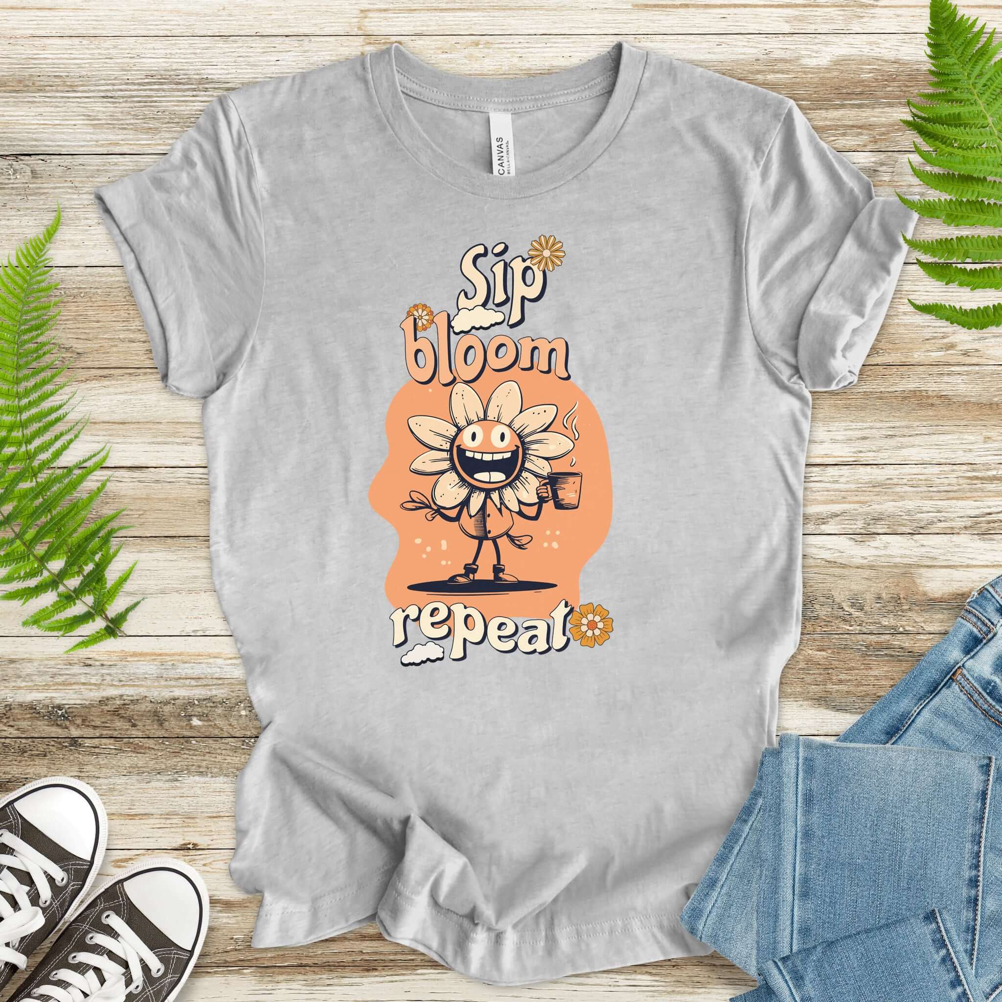 Happy Flower Sipping Tea T-Shirt