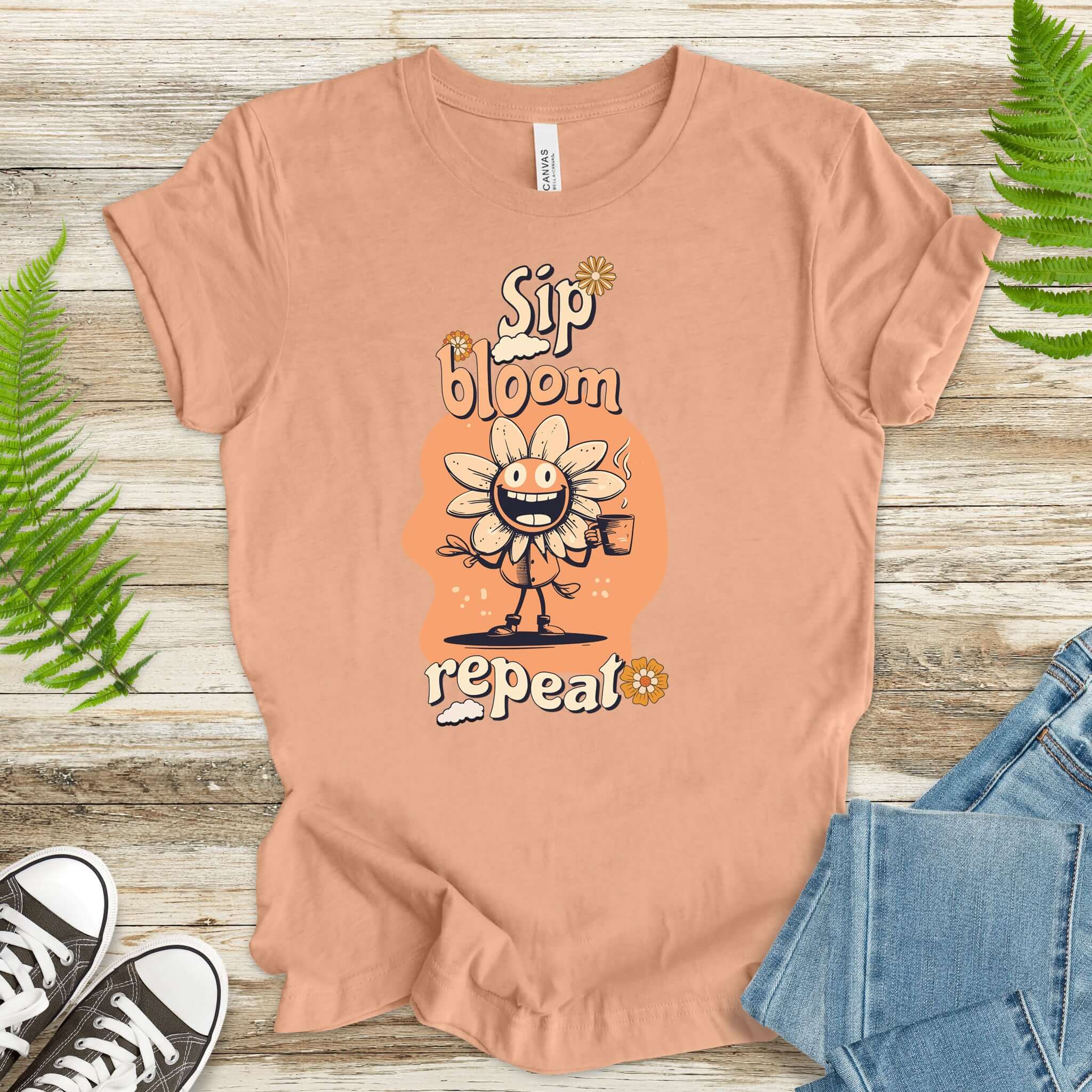 Happy Flower Sipping Tea T-Shirt