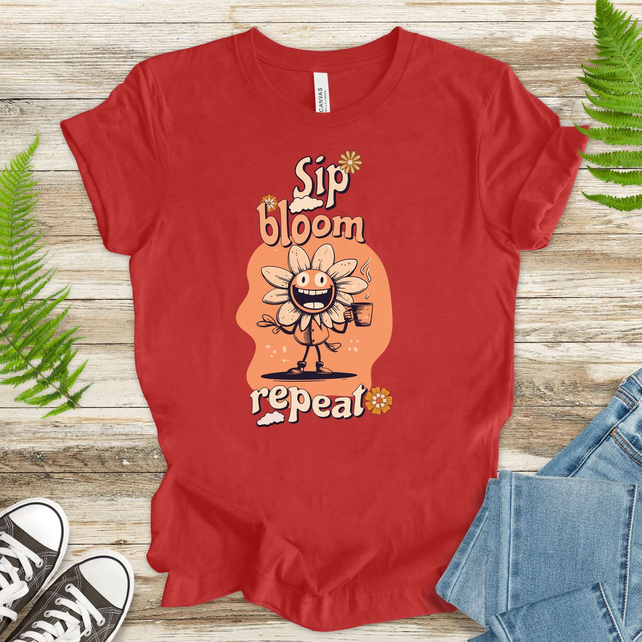 Happy Flower Sipping Tea T-Shirt