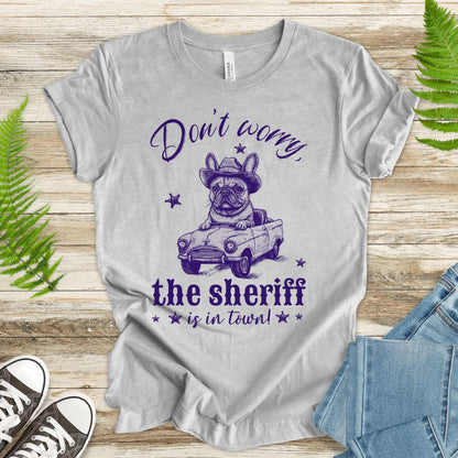 Bulldog Sheriff Retro Funny Car T-Shirt
