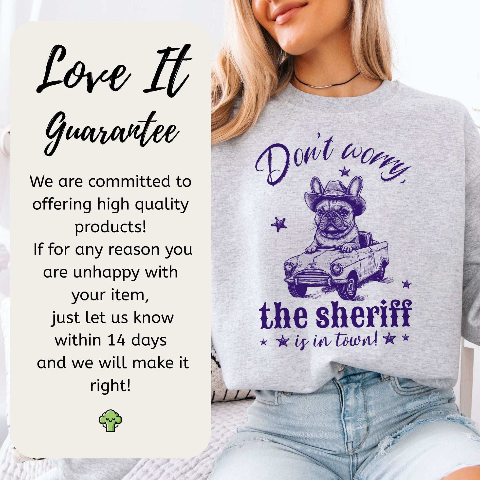 Bulldog Sheriff Sweatshirt – Funny Retro Dog Driving Tiny Car