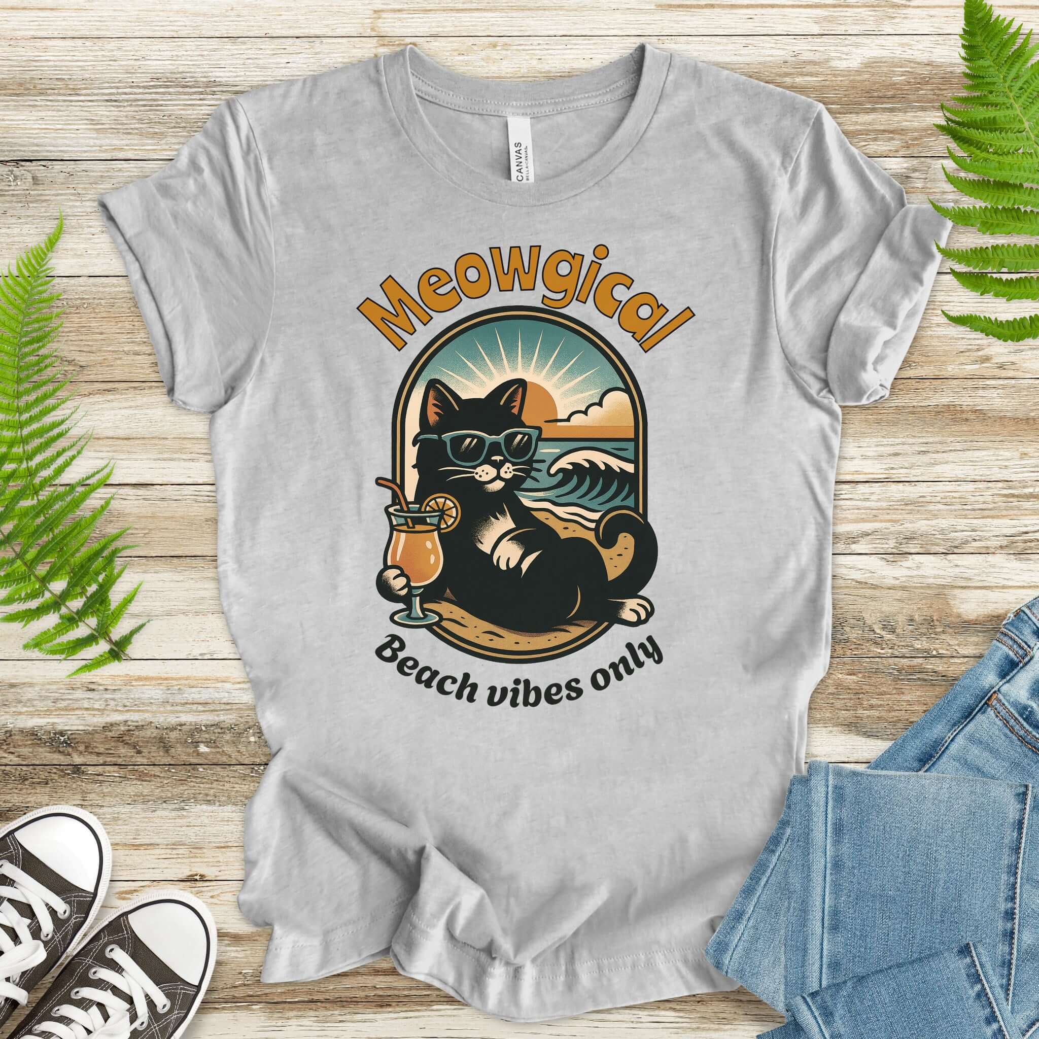 Cat Meowgical Beach Vibes Only T-Shirt
