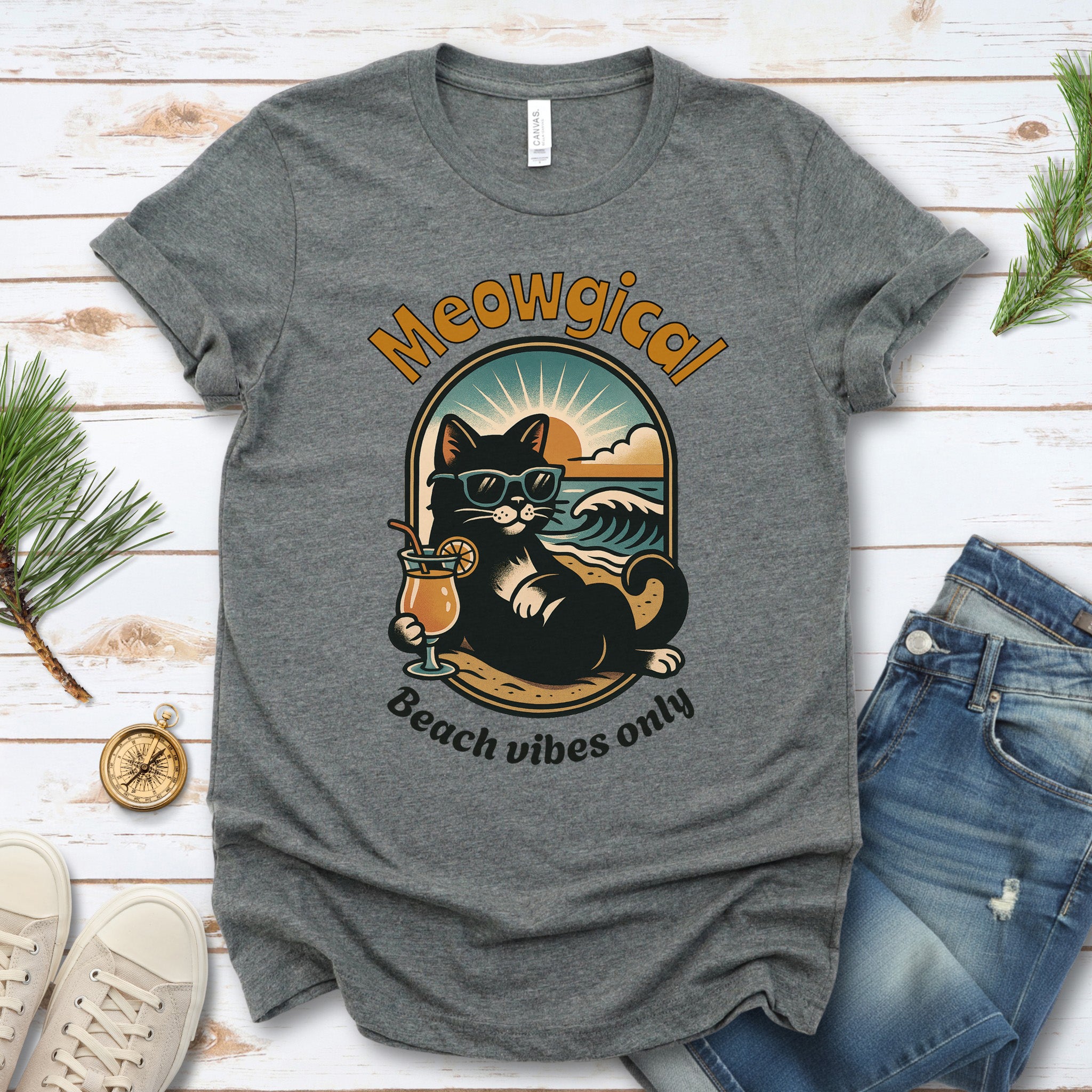 Cat Meowgical Beach Vibes Only T-Shirt