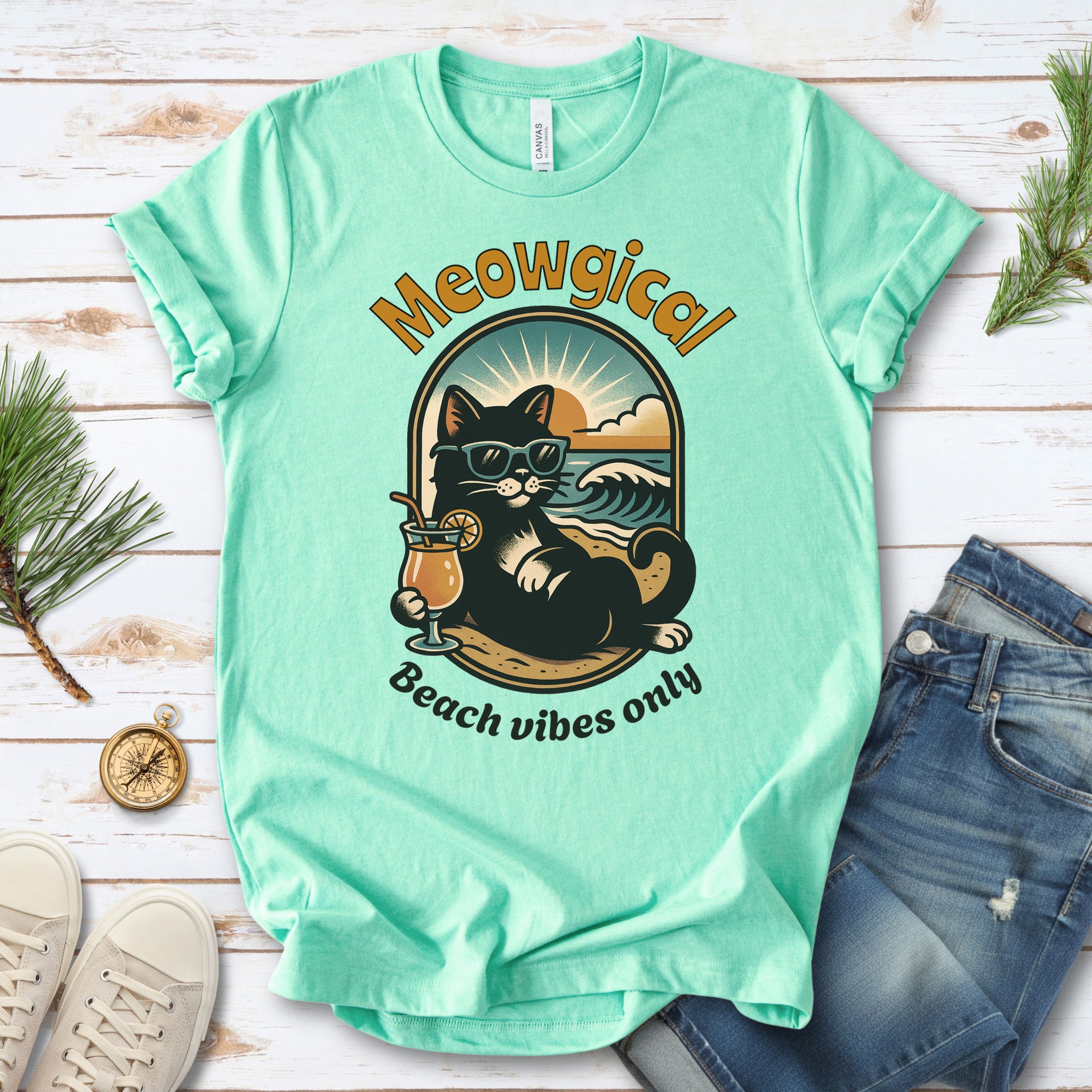 Cat Meowgical Beach Vibes Only T-Shirt