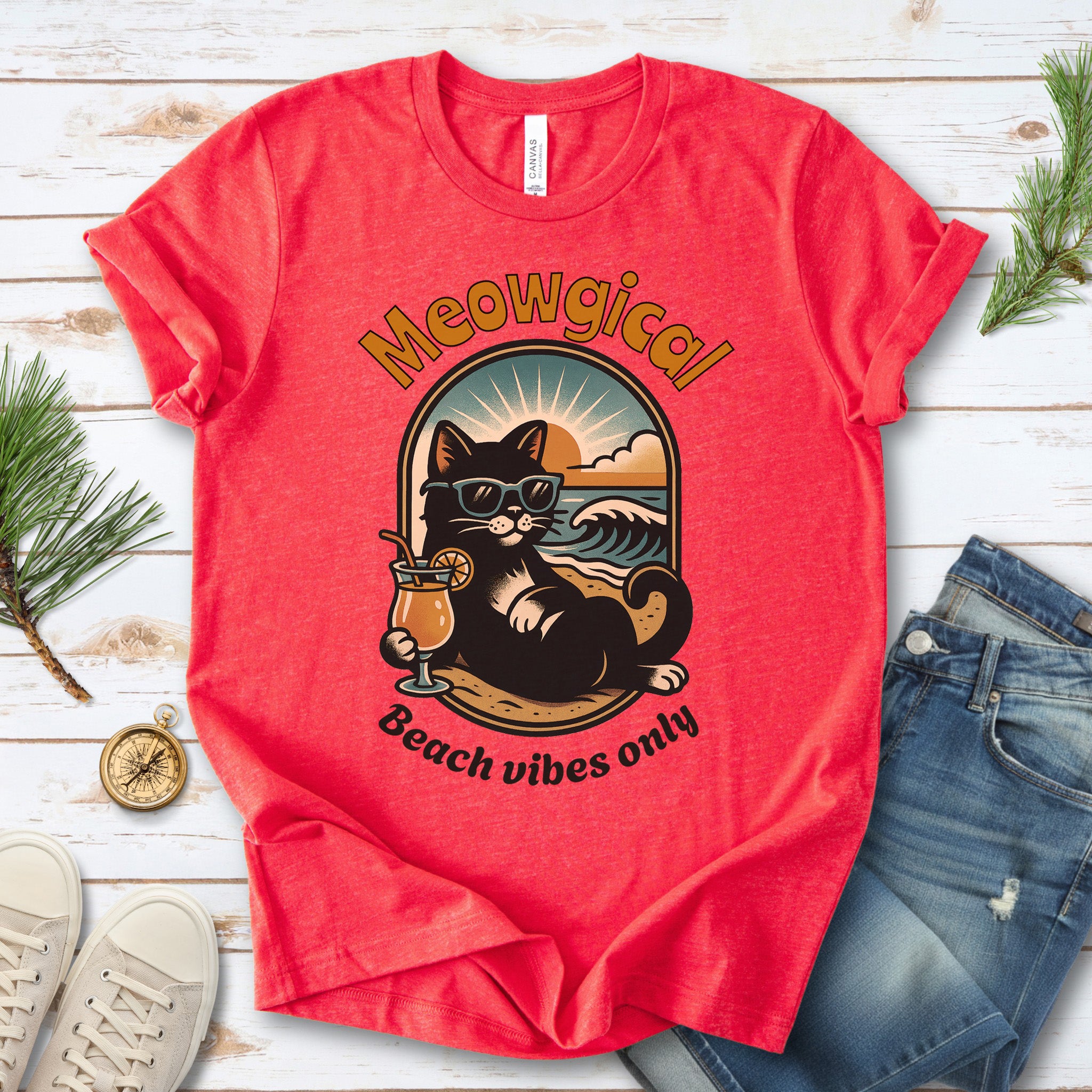 Cat Meowgical Beach Vibes Only T-Shirt