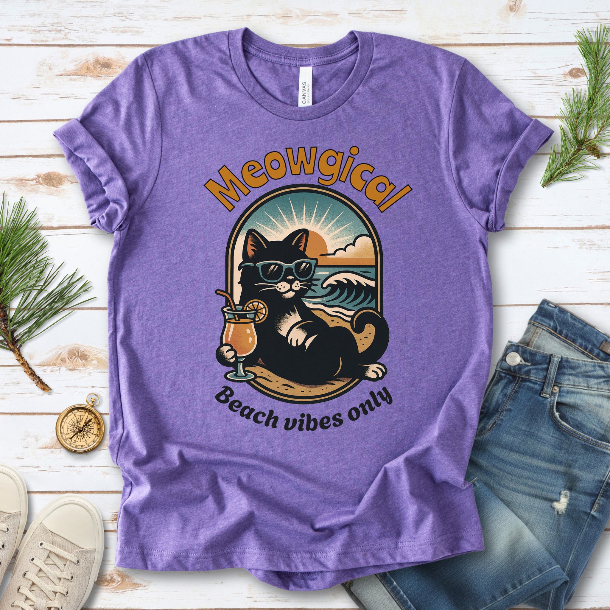 Cat Meowgical Beach Vibes Only T-Shirt