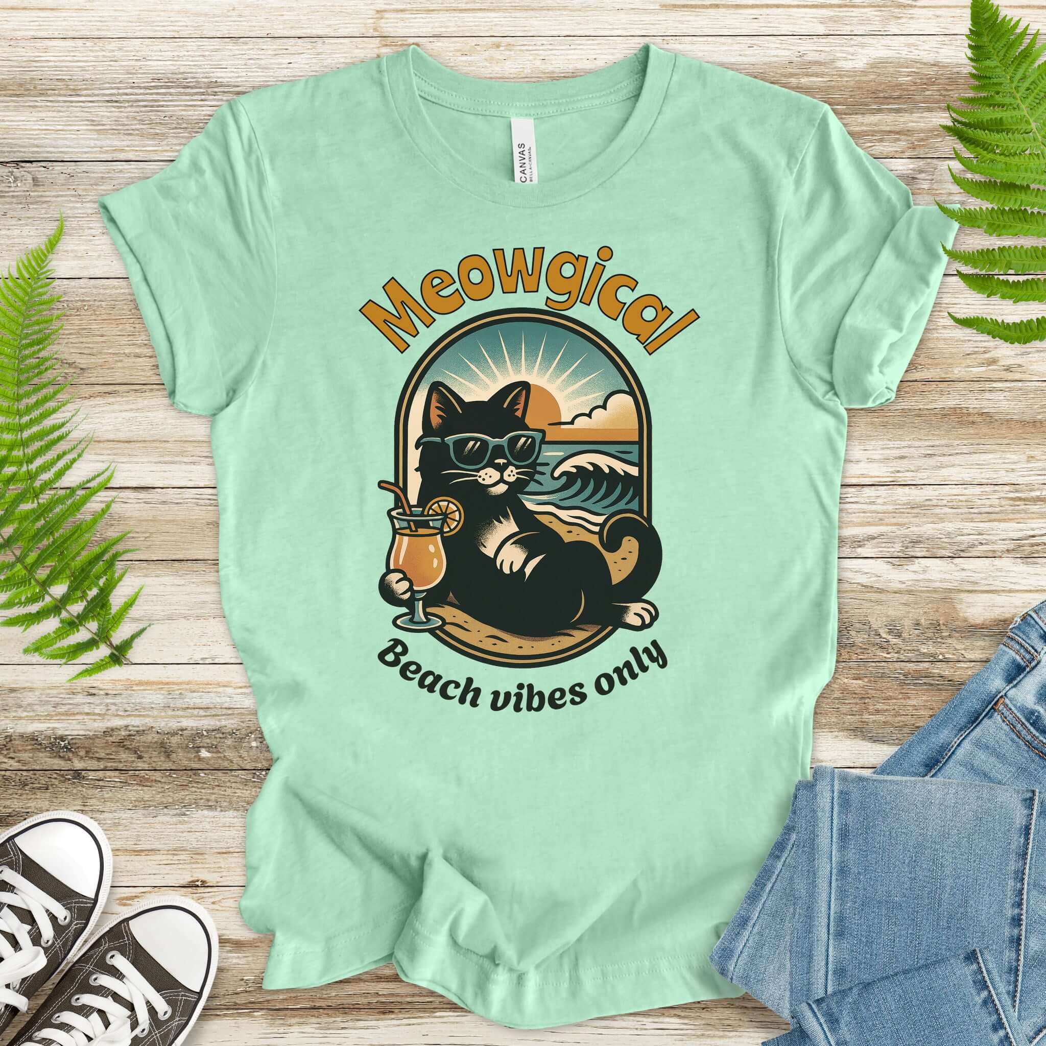 Cat Meowgical Beach Vibes Only T-Shirt