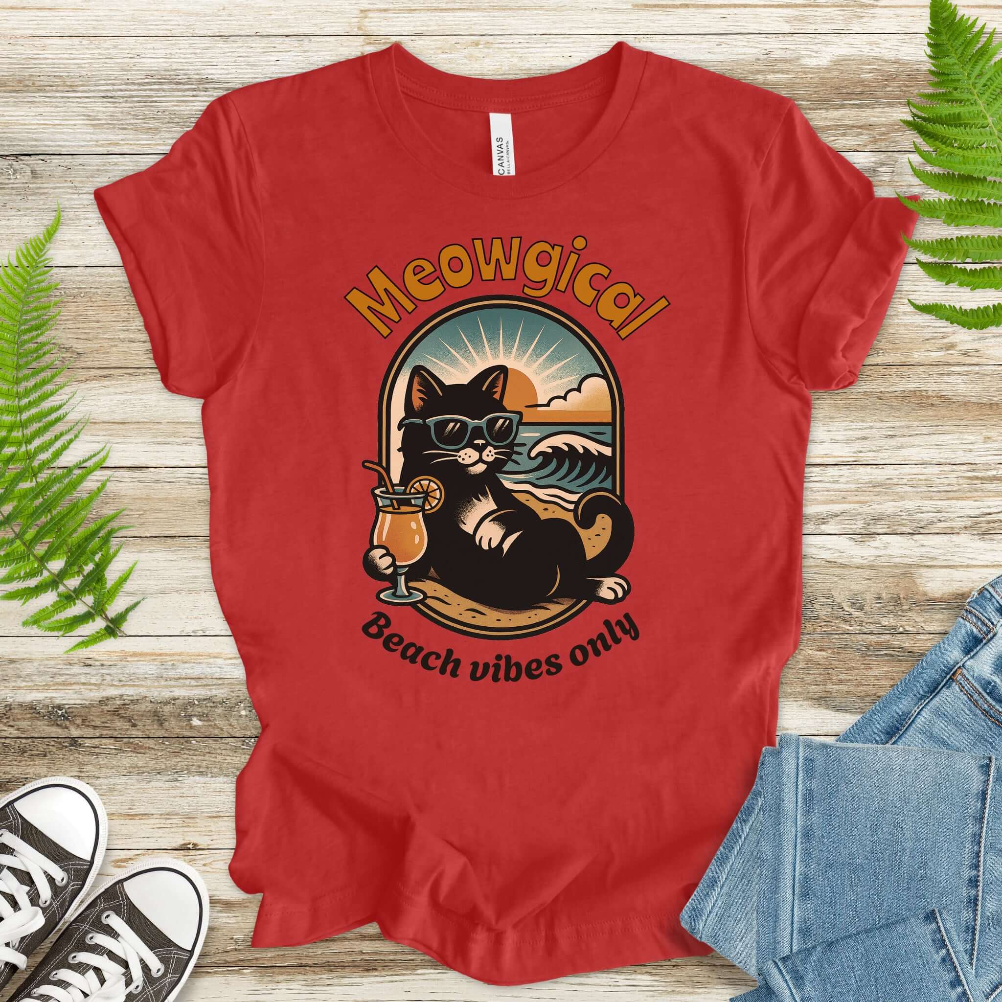 Cat Meowgical Beach Vibes Only T-Shirt