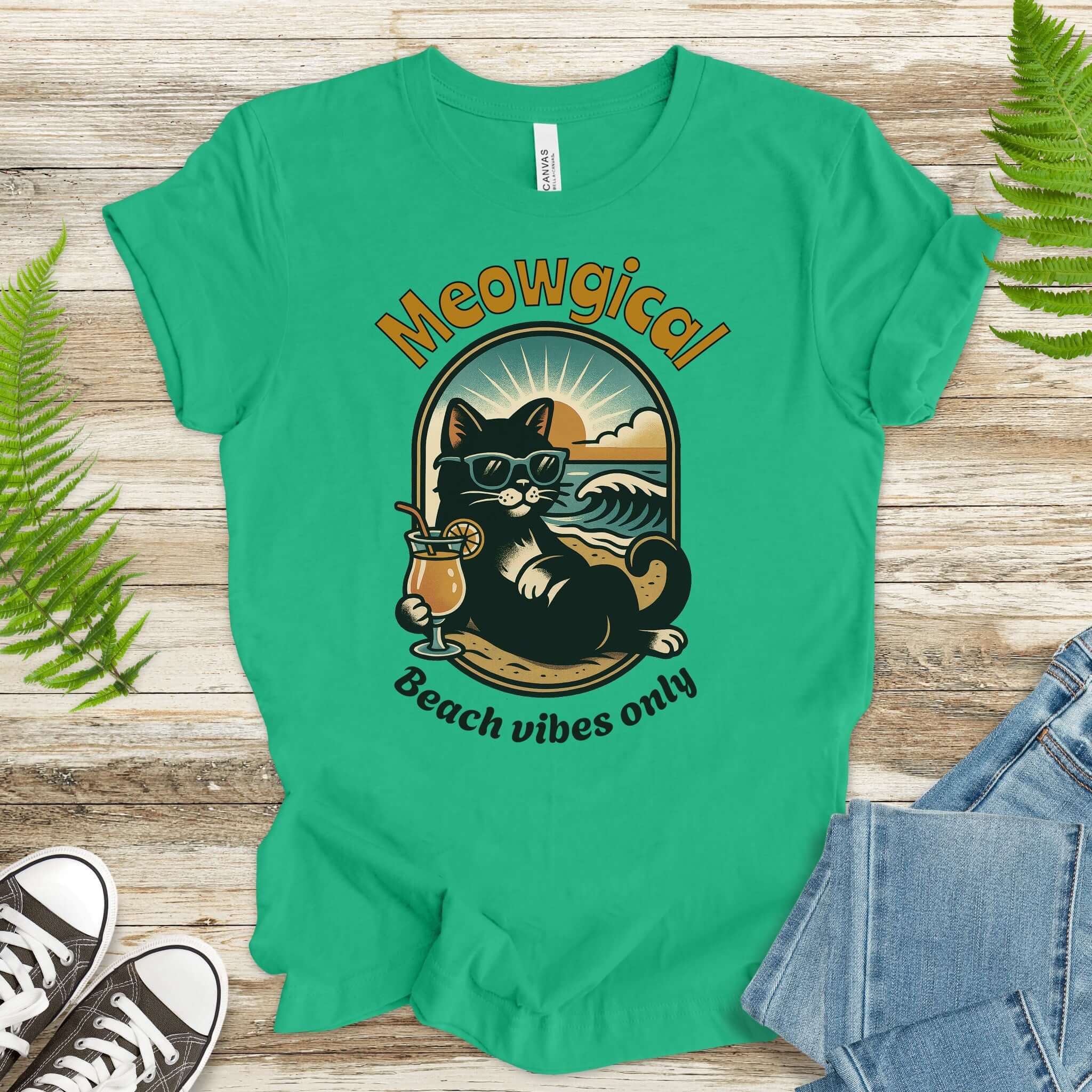 Cat Meowgical Beach Vibes Only T-Shirt