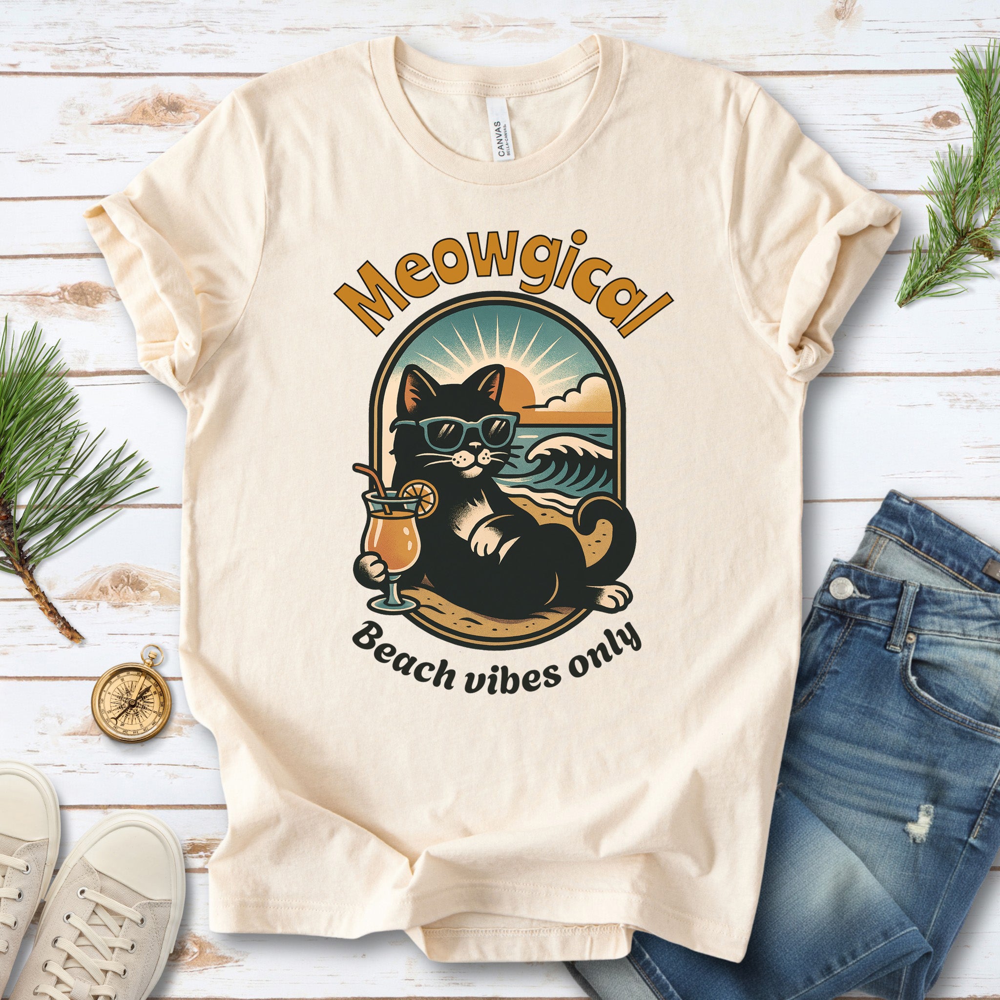 Cat Meowgical Beach Vibes Only T-Shirt