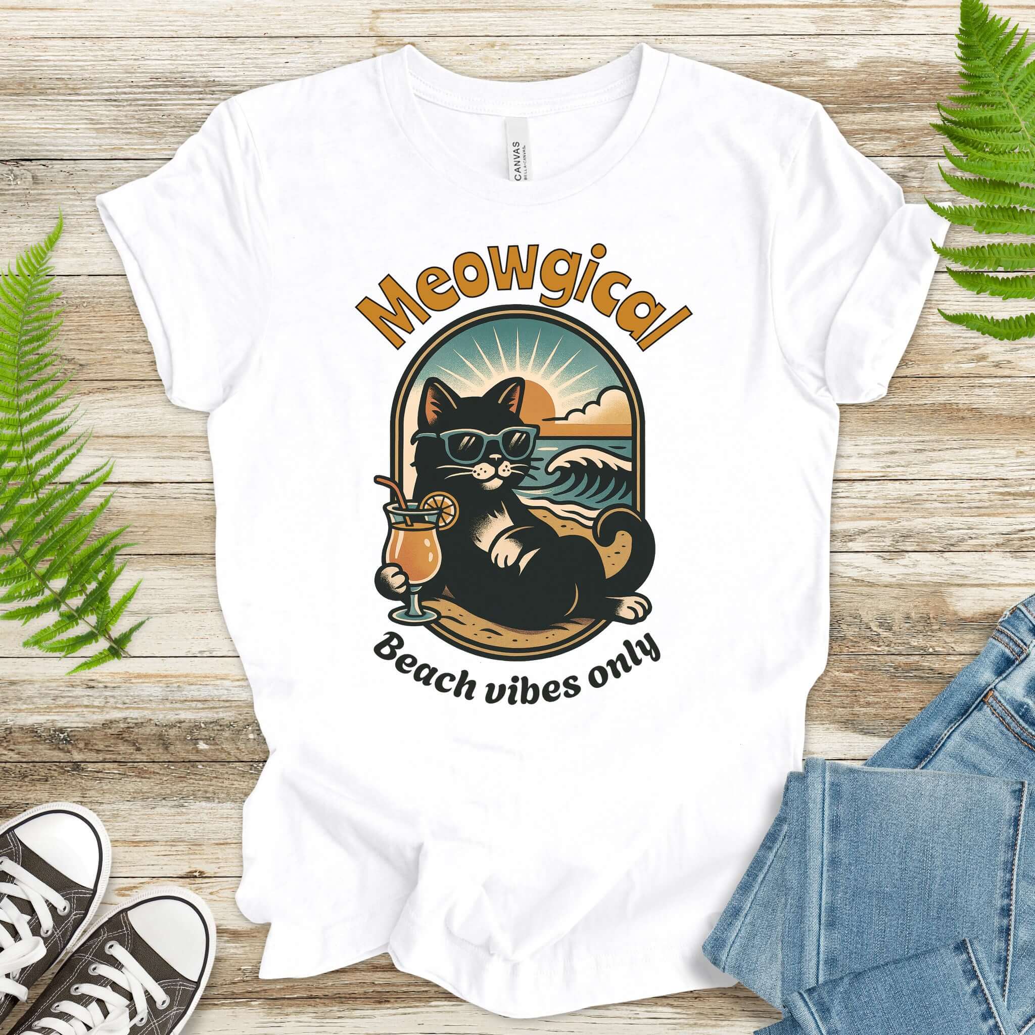Cat Meowgical Beach Vibes Only T-Shirt