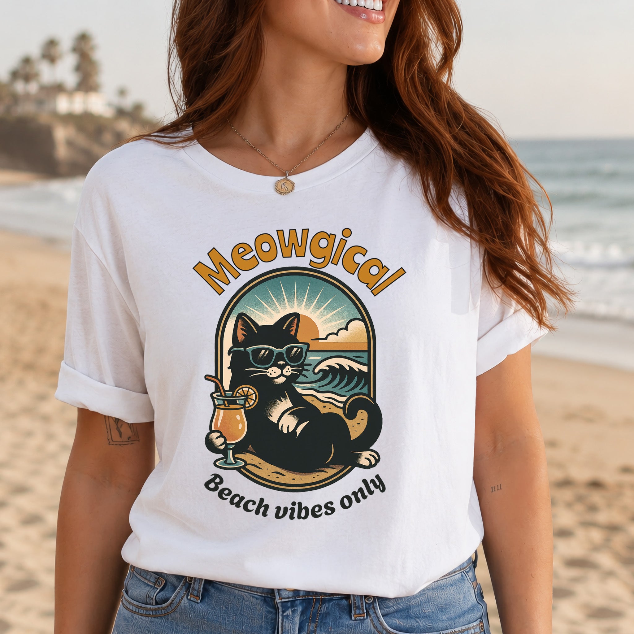 Cat Meowgical Beach Vibes Only T-Shirt
