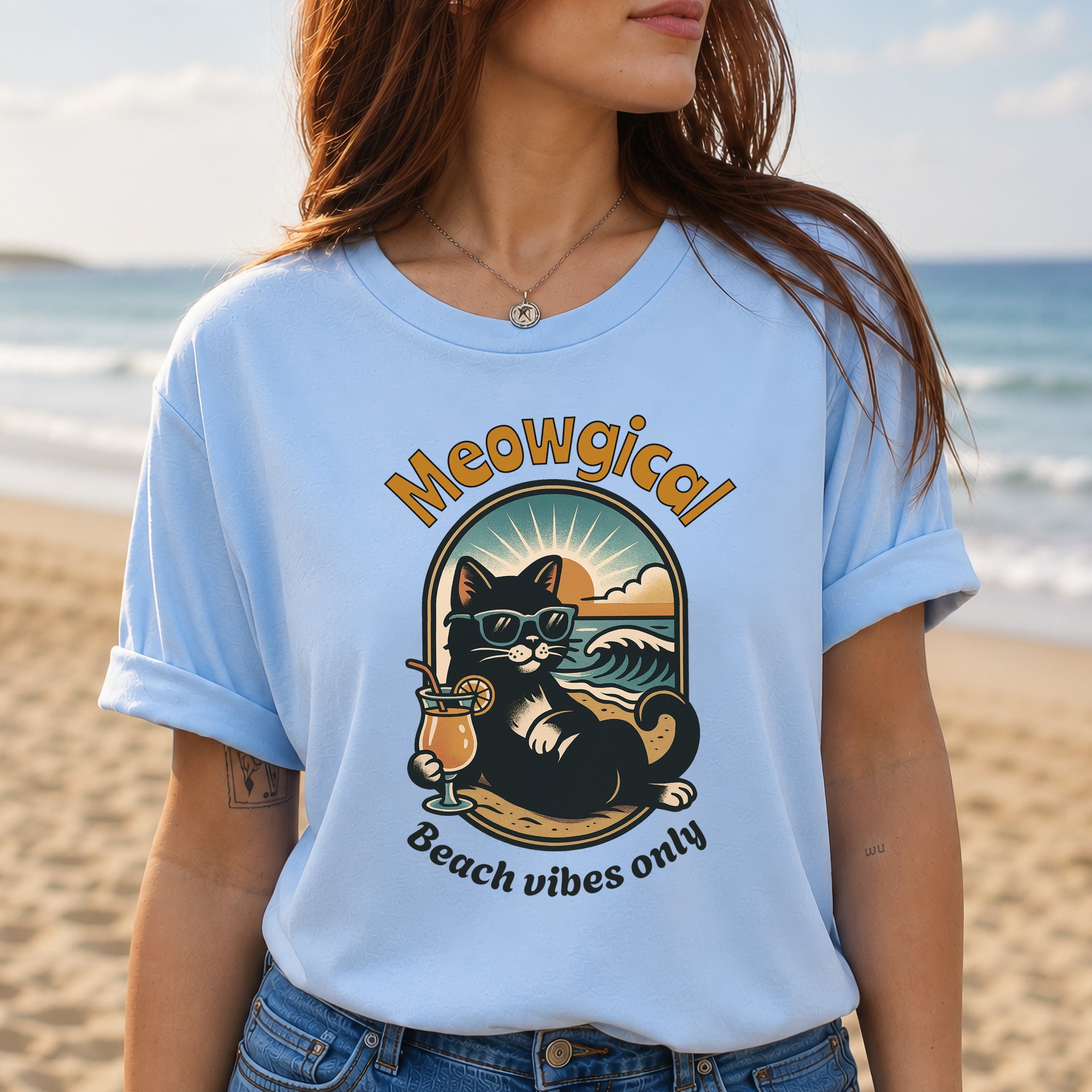 Cat Meowgical Beach Vibes Only T-Shirt