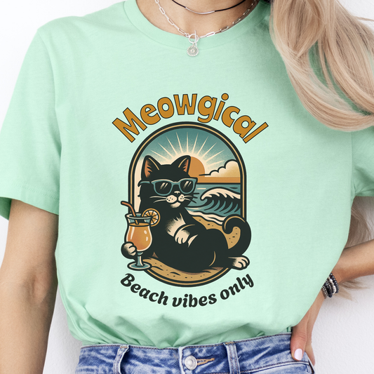 Cat Meowgical Beach Vibes Only T-Shirt