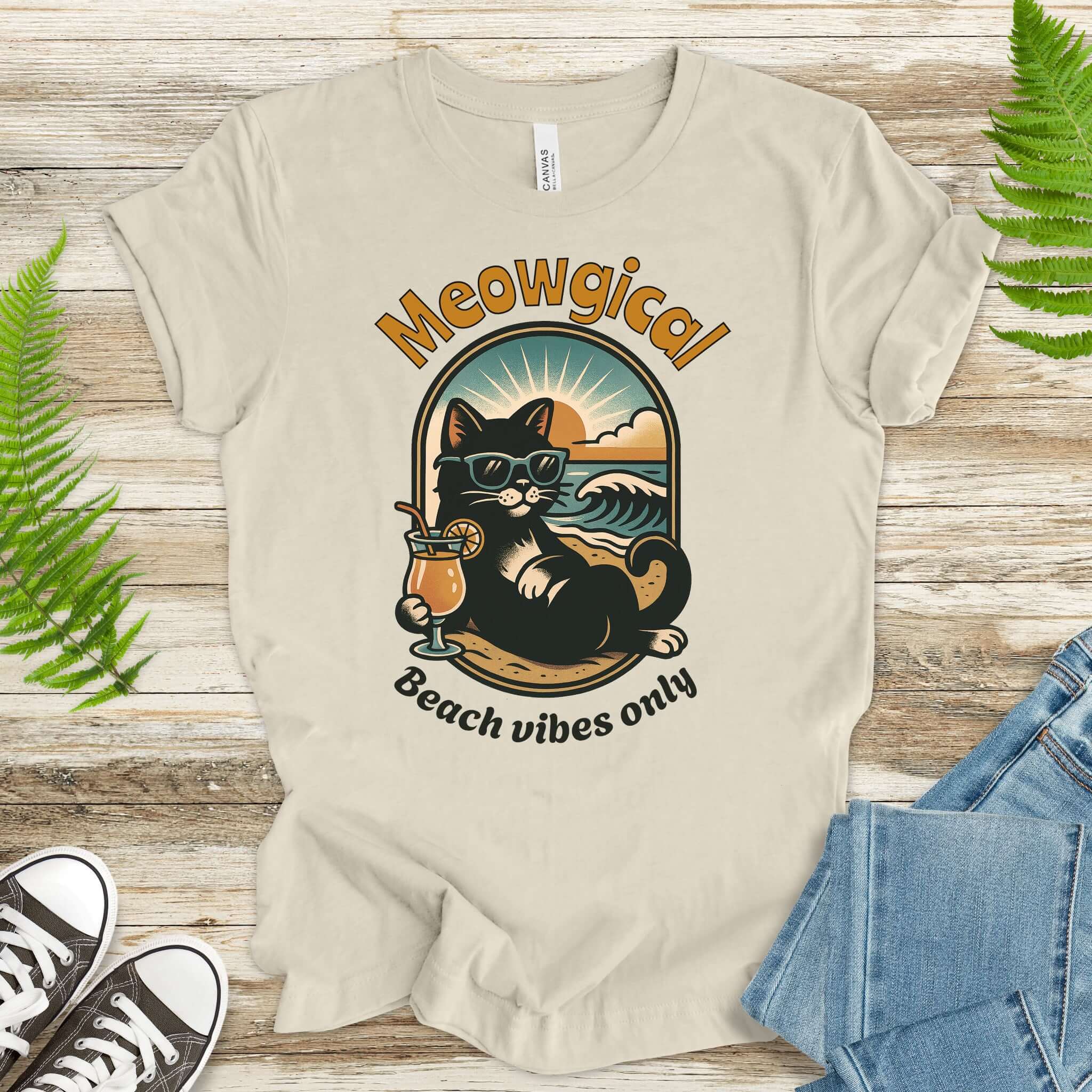 Cat Meowgical Beach Vibes Only T-Shirt