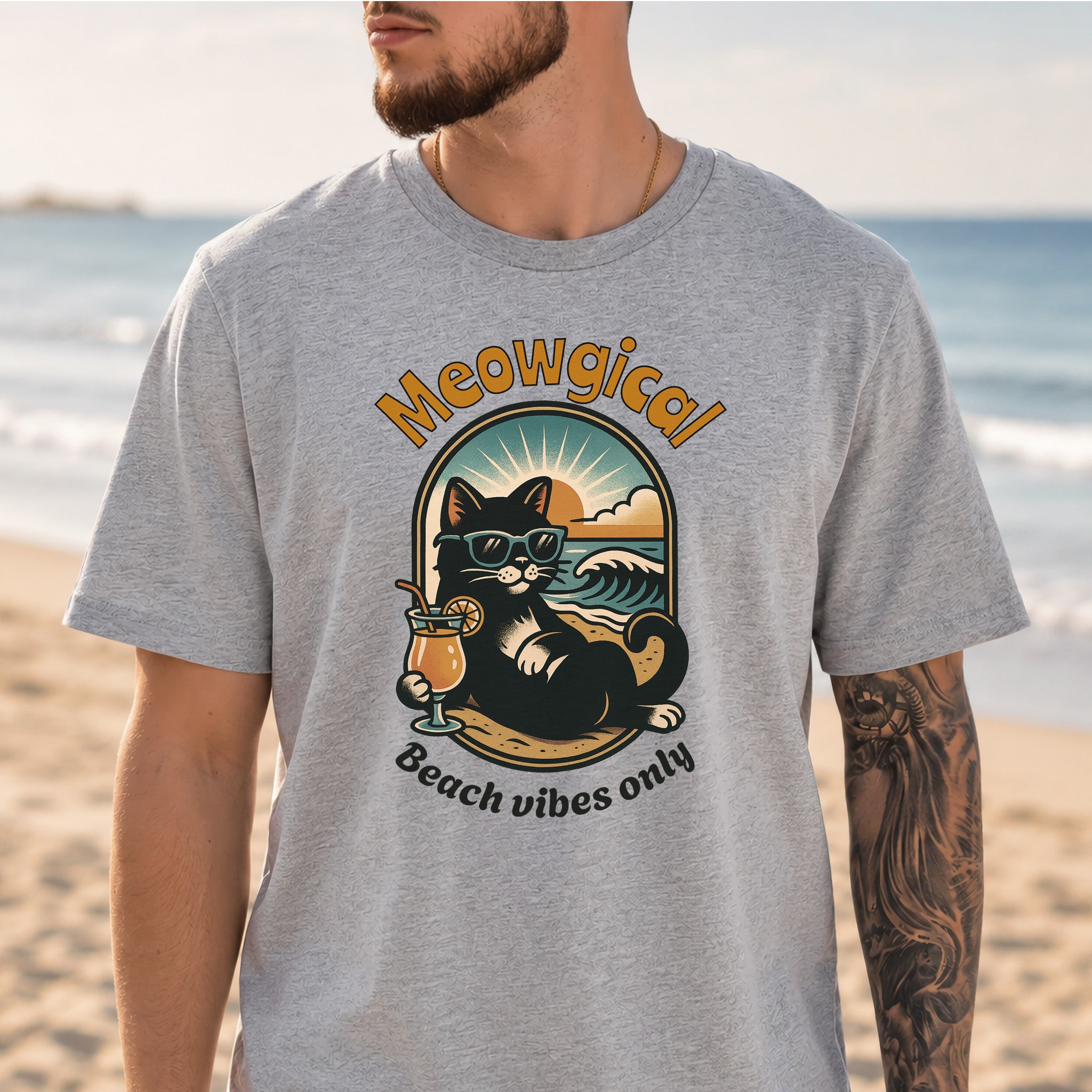 Cat Meowgical Beach Vibes Only T-Shirt