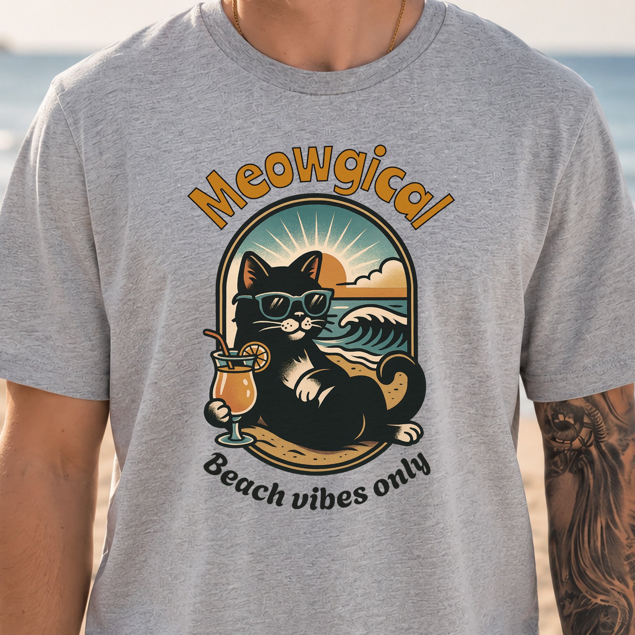 Cat Meowgical Beach Vibes Only T-Shirt
