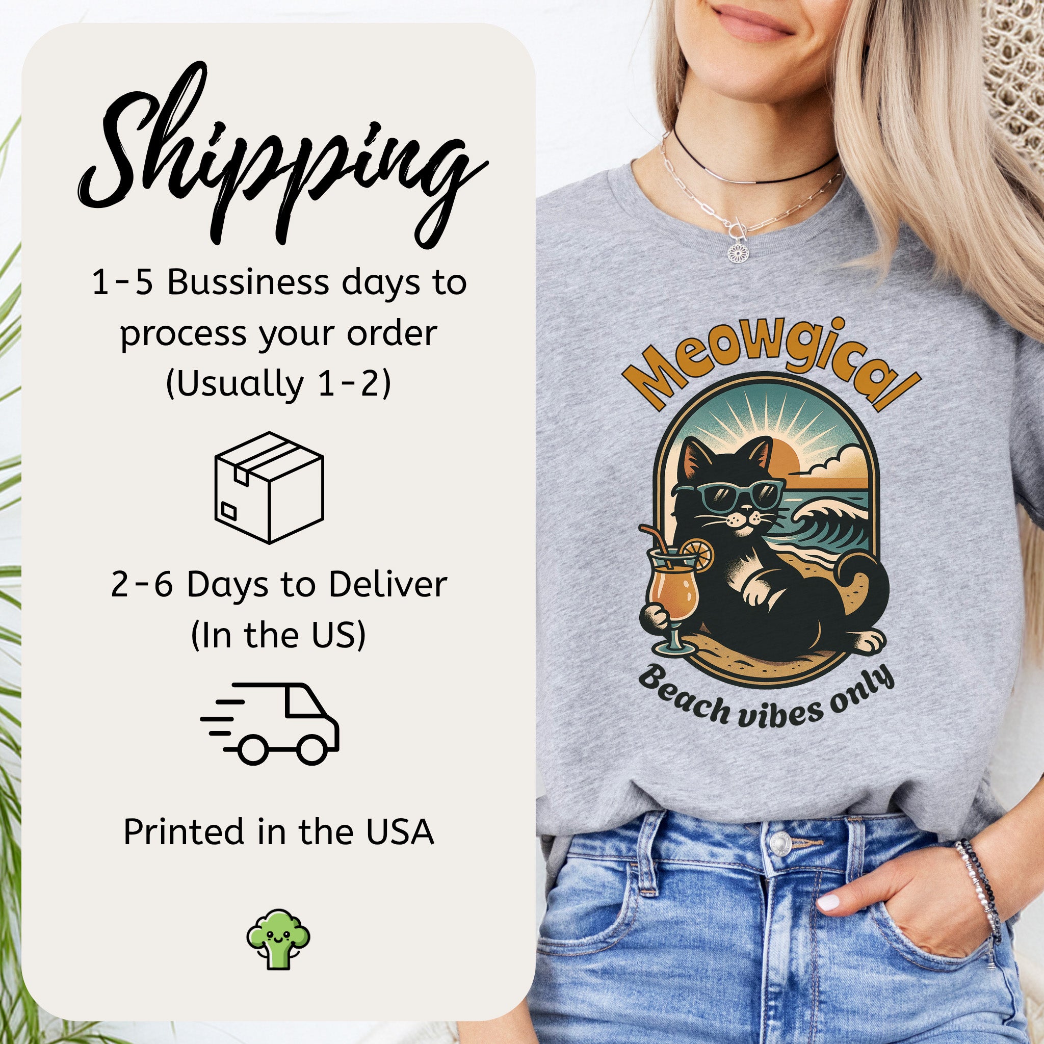 Cat Meowgical Beach Vibes Only T-Shirt