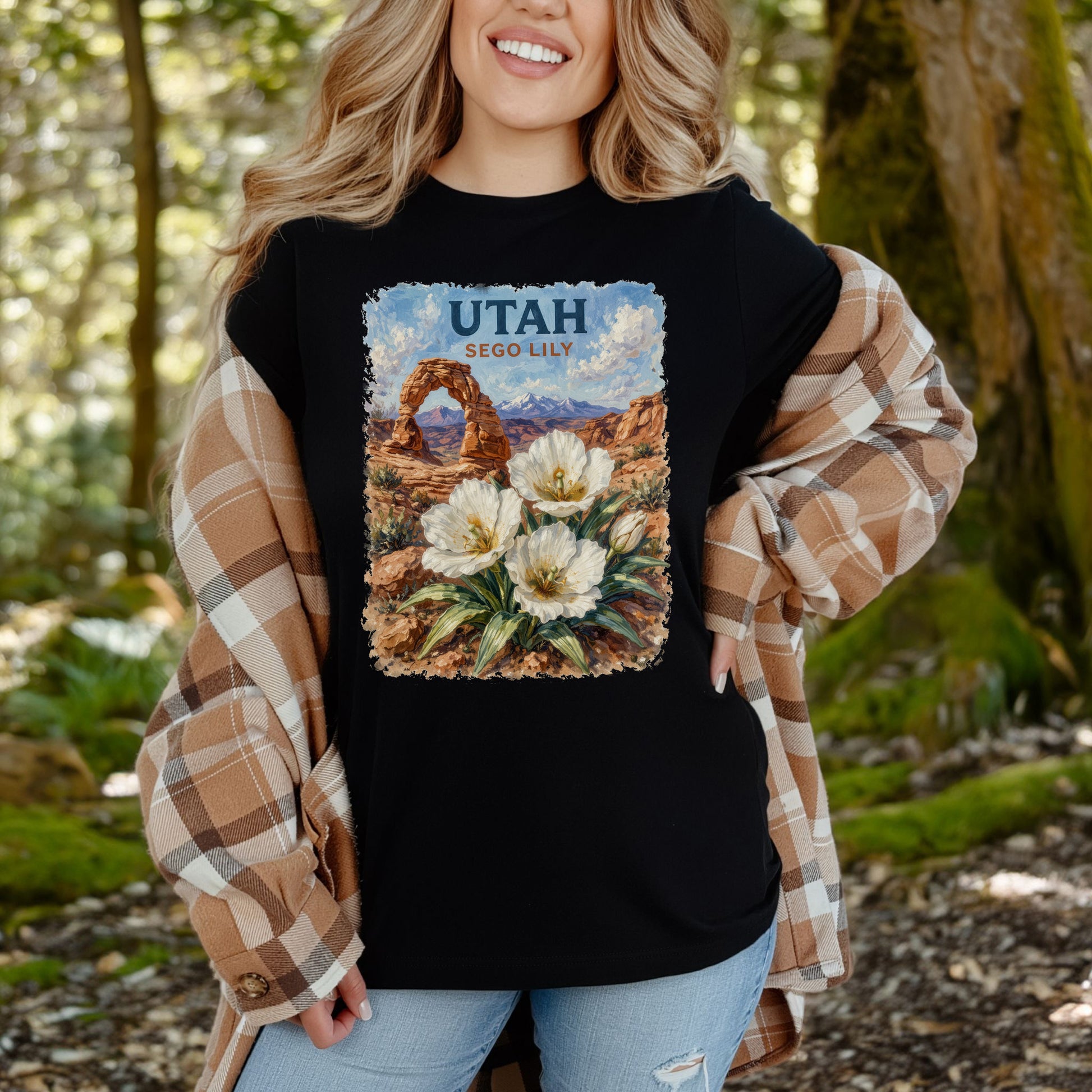 Utah Sego Lily Desert Arch Botanical Nature Vintage T-Shirt