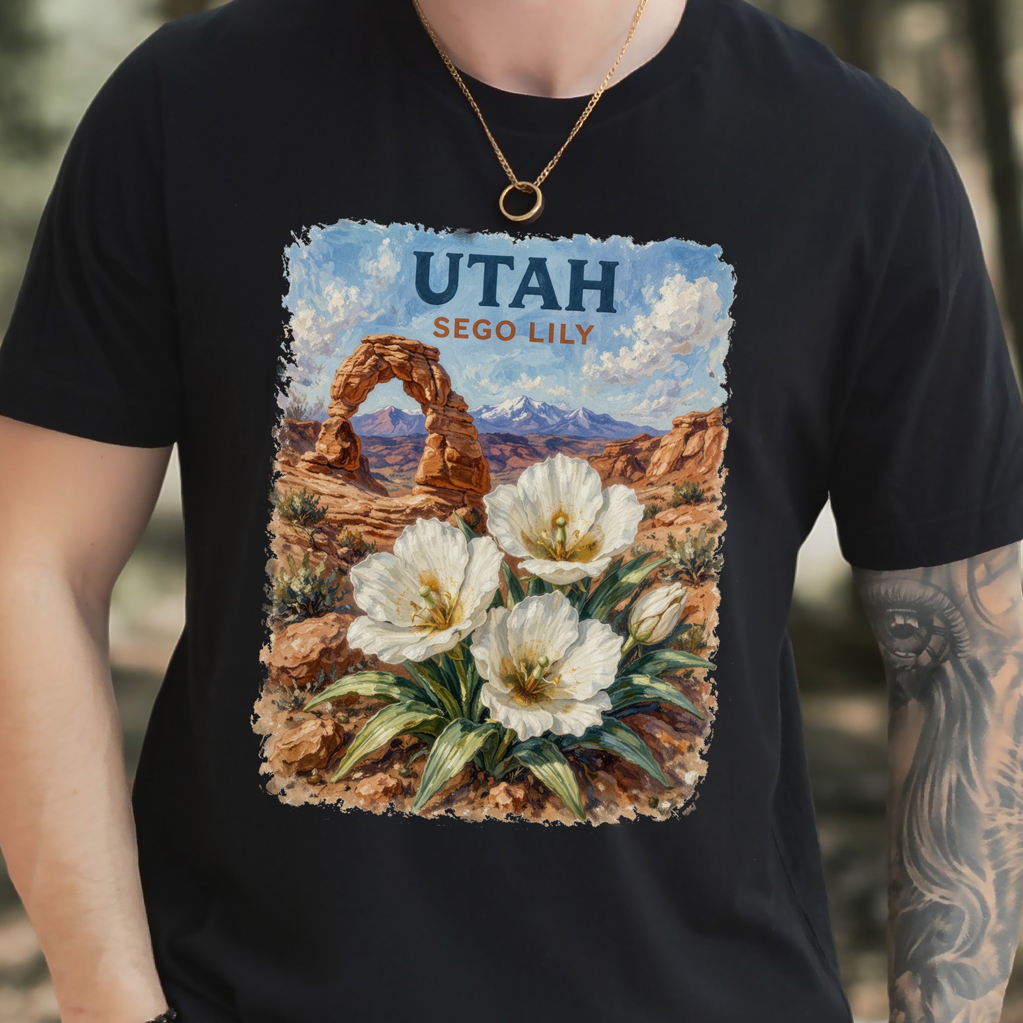 Utah Sego Lily Desert Arch Botanical Nature Vintage T-Shirt