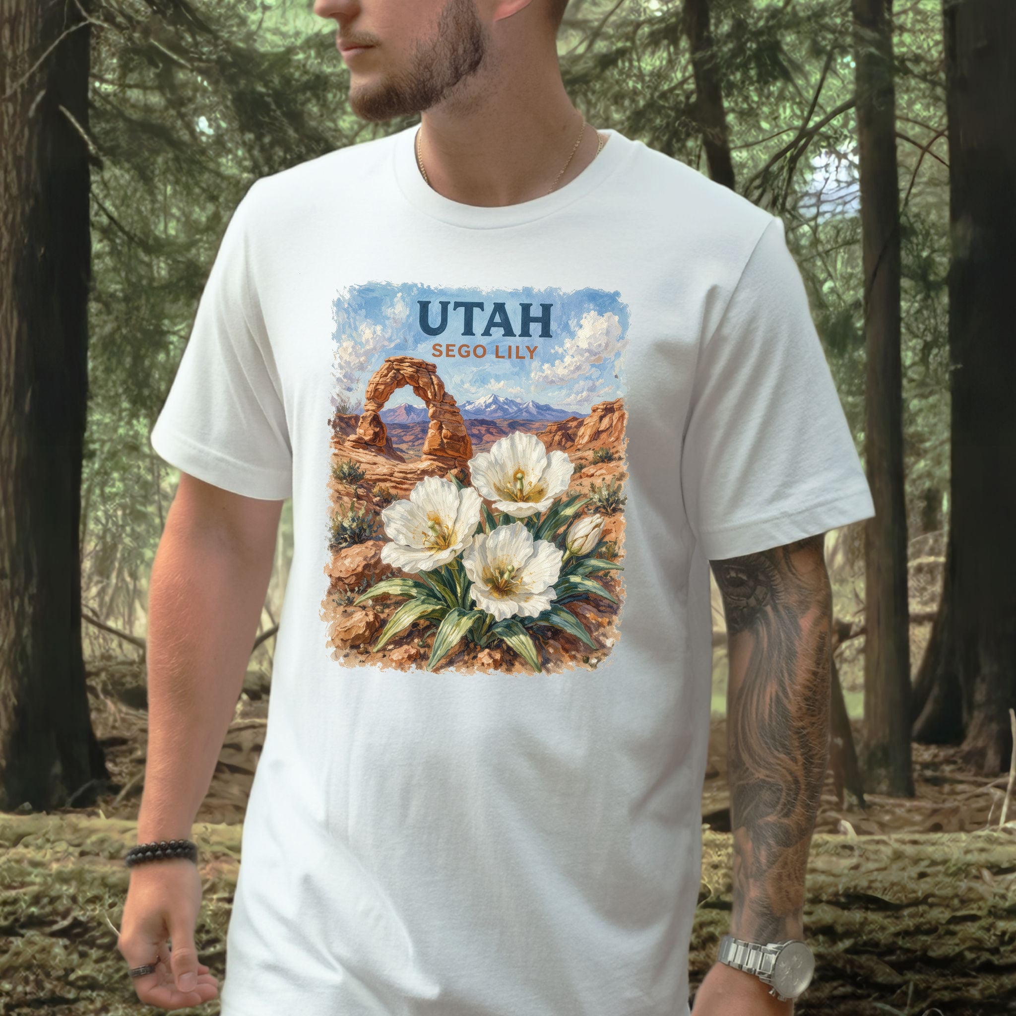 Utah Sego Lily Desert Arch Botanical Nature Vintage T-Shirt