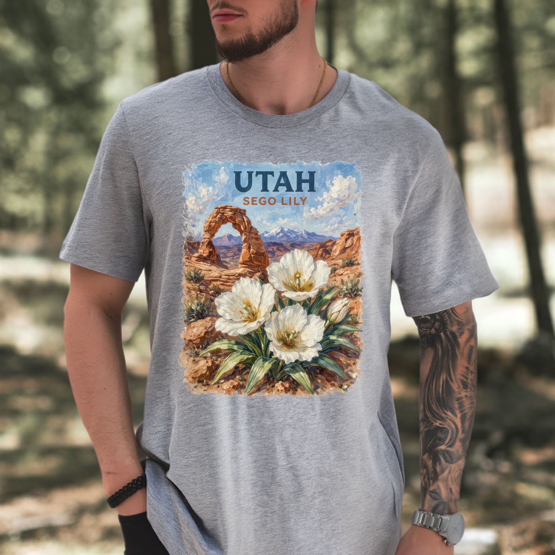 Utah Sego Lily Desert Arch Botanical Nature Vintage T-Shirt